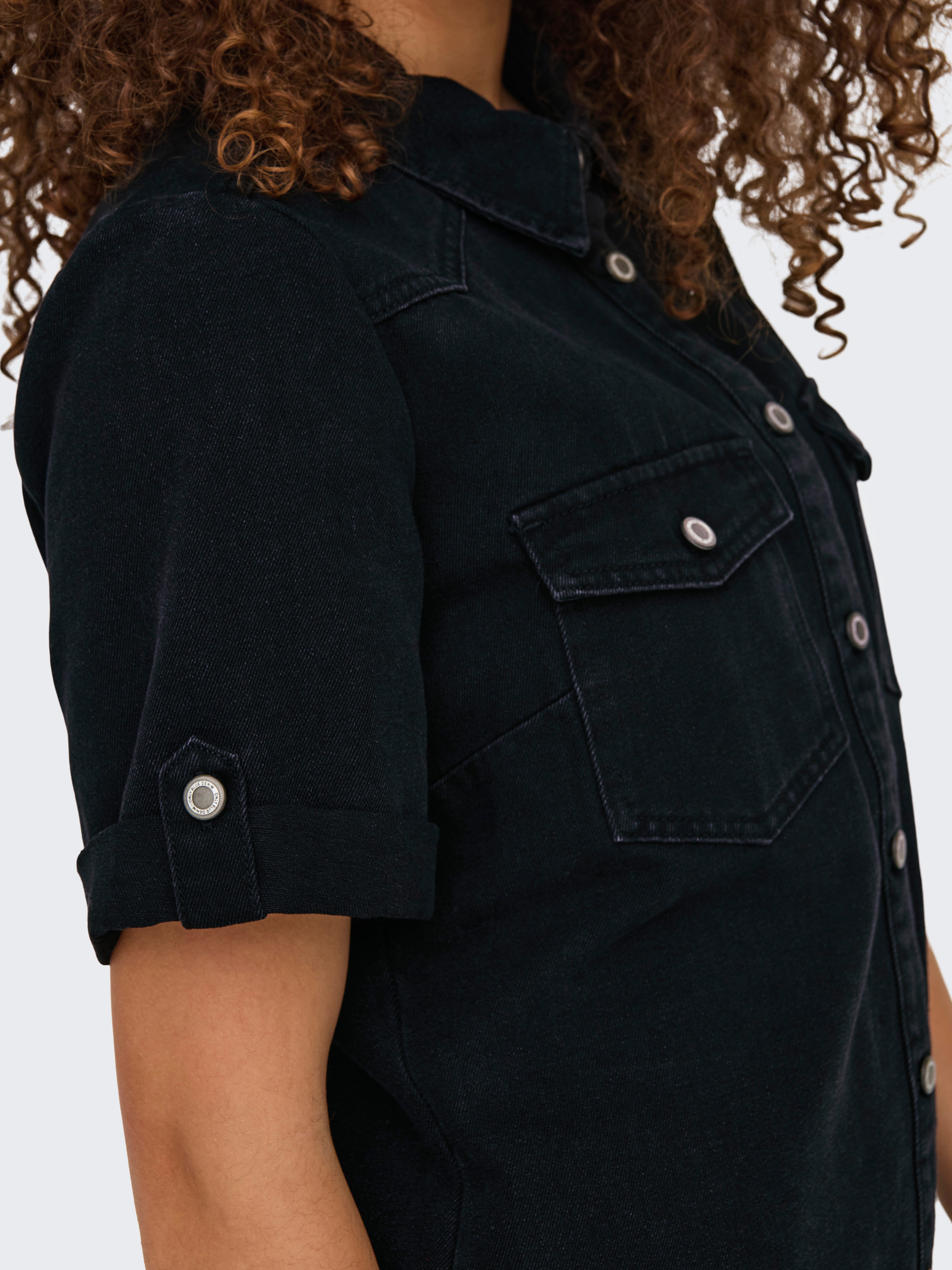 ONLY Jeanskleid ONLLISA – Denimkleid mit Knopfleiste und Brusttaschen Baumwollmischung