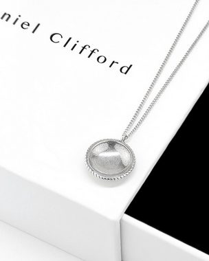 DANIEL CLIFFORD Kette mit Anhänger 'Mina' Damen Halskette Silber 925 mit Anhänger Plättchen, rund und gewölbt (inkl. Verpackung), 40cm - 45cm größenverstellbare Kette aus Sterlingsilber, haut- und allergiefreundlich