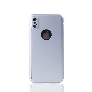 König Design Handyhülle Apple iPhone X, Apple iPhone X / iPhone XS Handyhülle 360 Grad Schutz Full Cover Silber