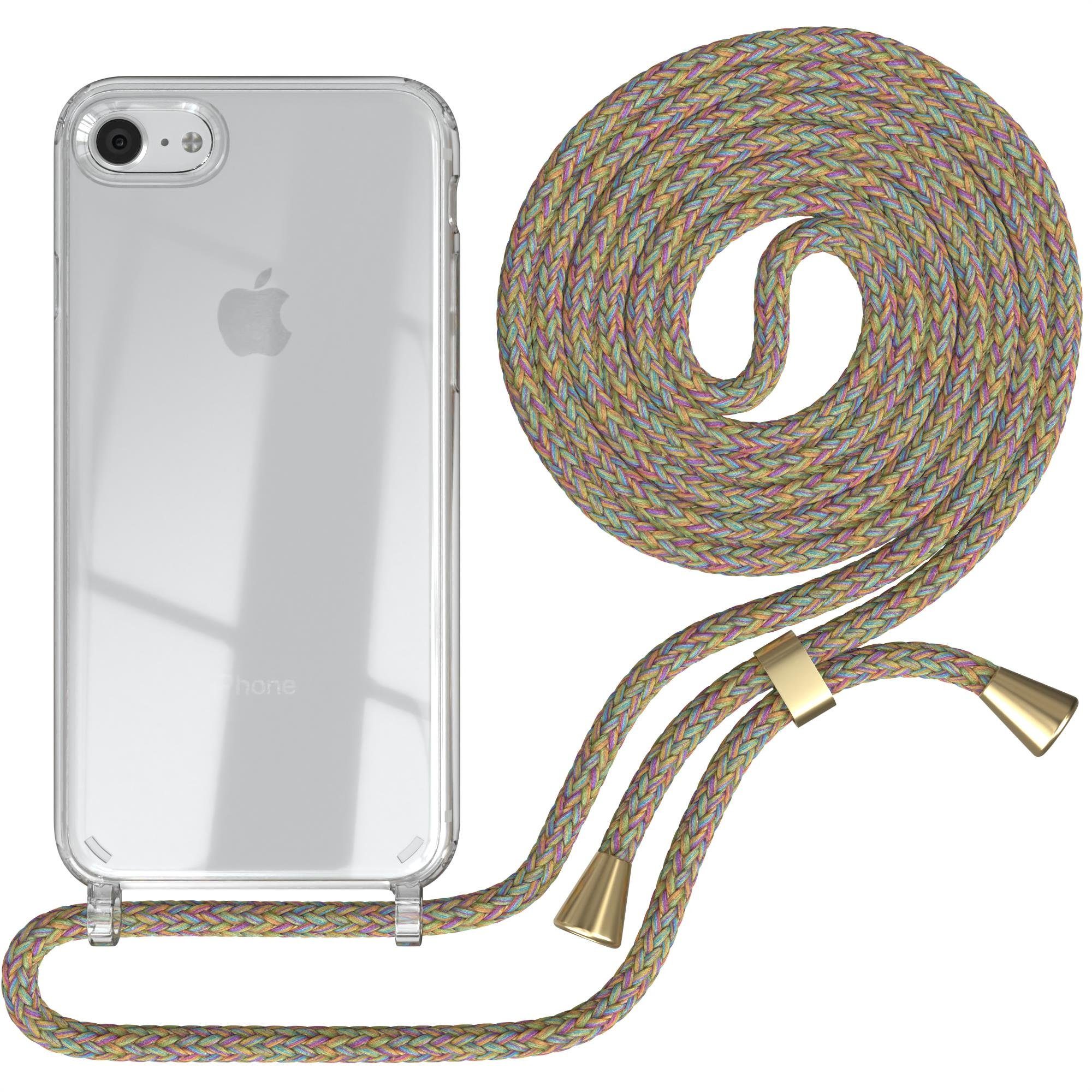 EAZY CASE Handykette Hülle mit Kette für iPhone SE 2022/2020 iPhone 8/7 4,7 Zoll, Ketten Hülle Schultergurt Schutz Hülle Tasche mit Band Bunt Clip Gold