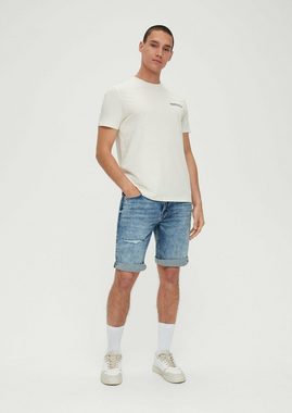 QS Jeansshorts Jeans-Bermuda John / Regular Fit / Mid Rise / Straight Leg Waschung, Destroyes