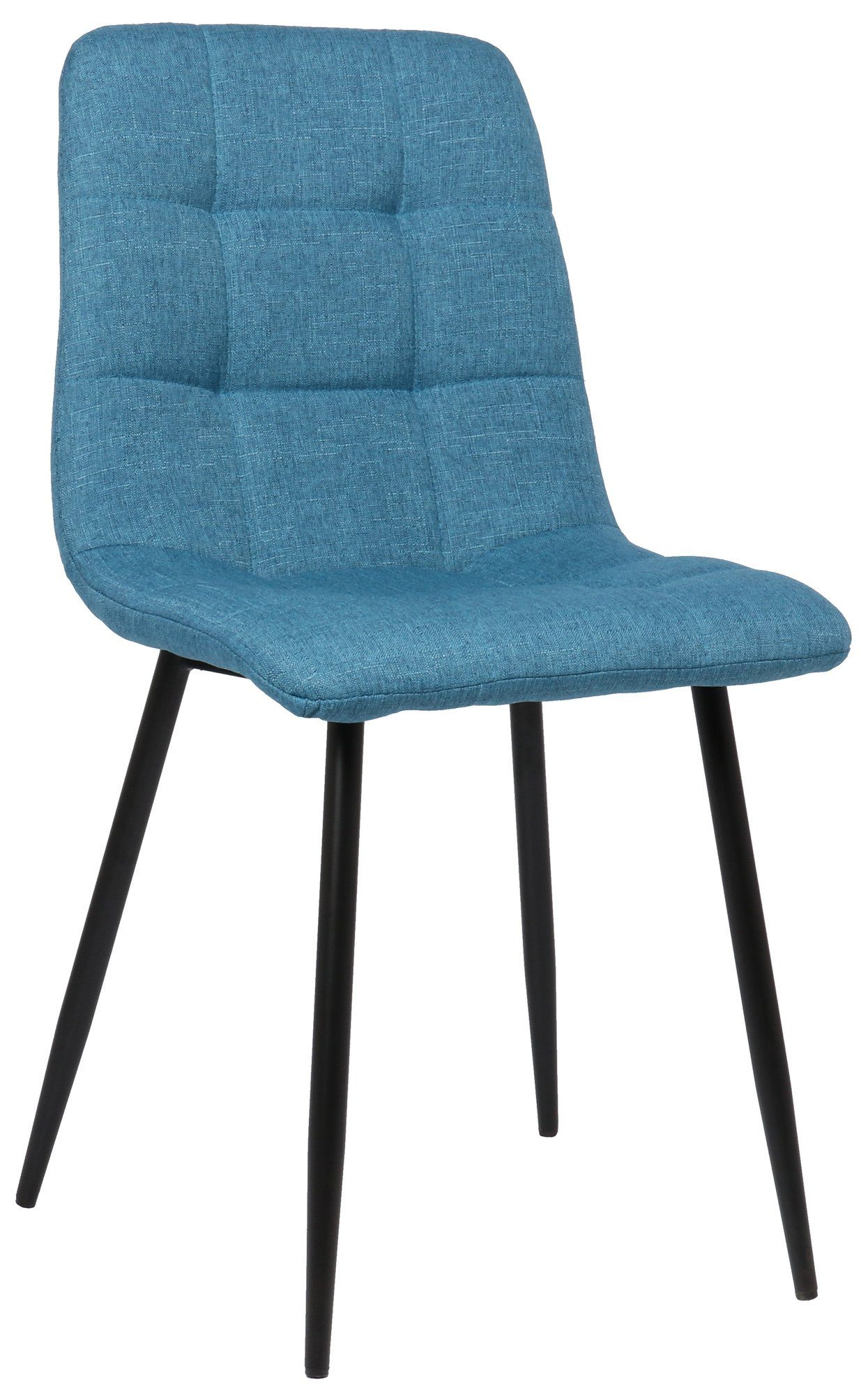TPFLiving Esszimmerstuhl Till mit hochwertig gepolsterter Sitzfläche - Konferenzstuhl (Küchenstuhl - Esstischstuhl - Wohnzimmerstuhl - Polsterstuhl), Gestell: Metall schwarz - Sitzfläche: Stoff blau