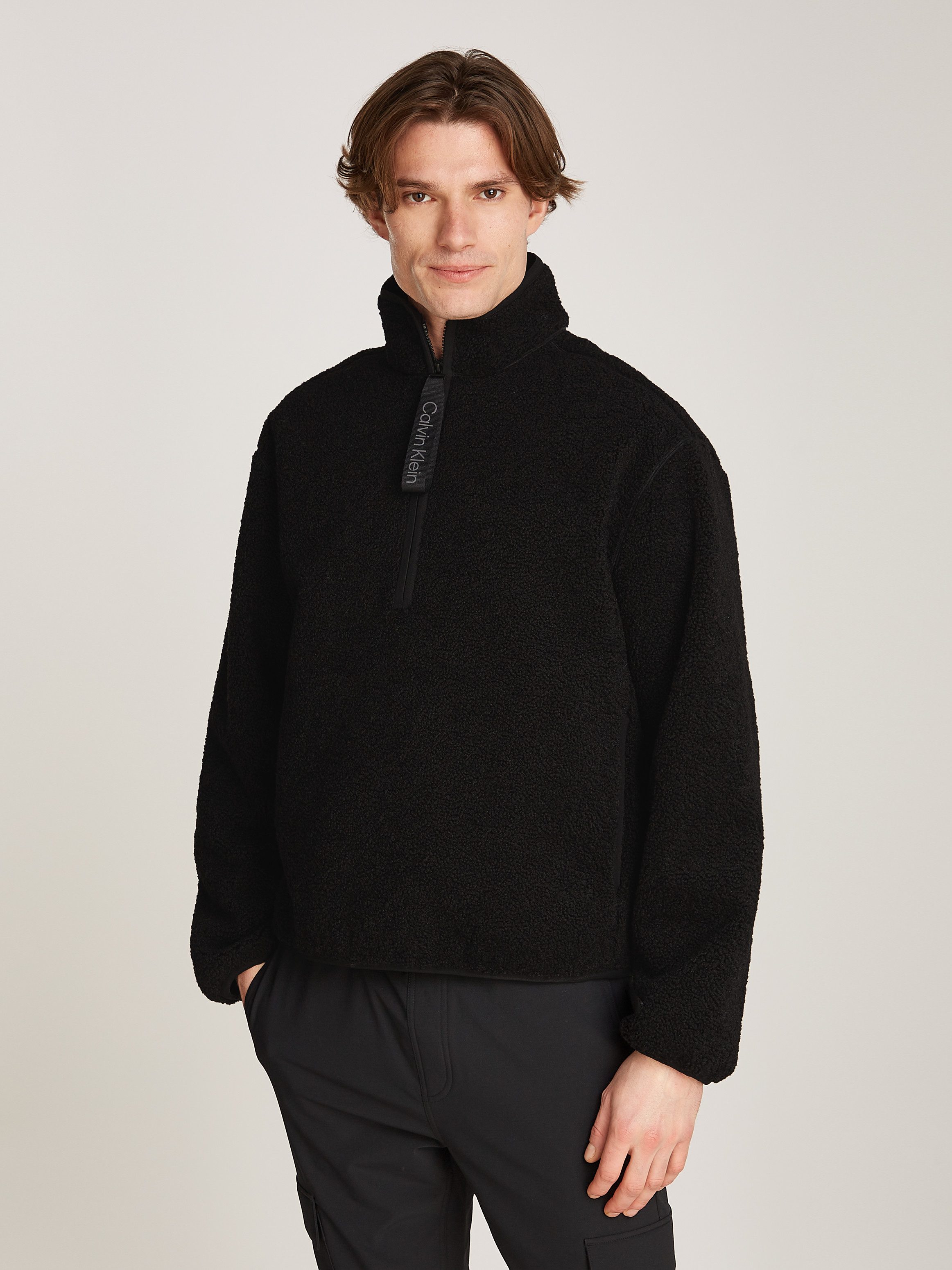 Calvin Klein Jeans Plüschjacke HALF ZIP SHERPA mit Logoschriftzug