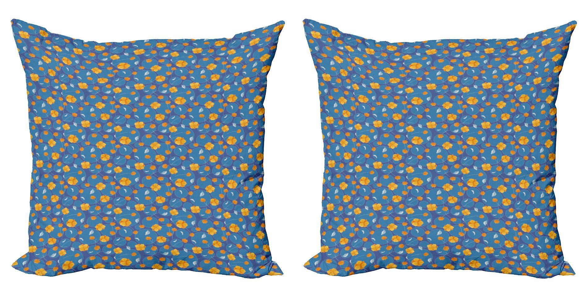 Kissenbezüge Modern Accent Doppelseitiger Digitaldruck, Abakuhaus (2 Stück), Orange Blumen und Runden