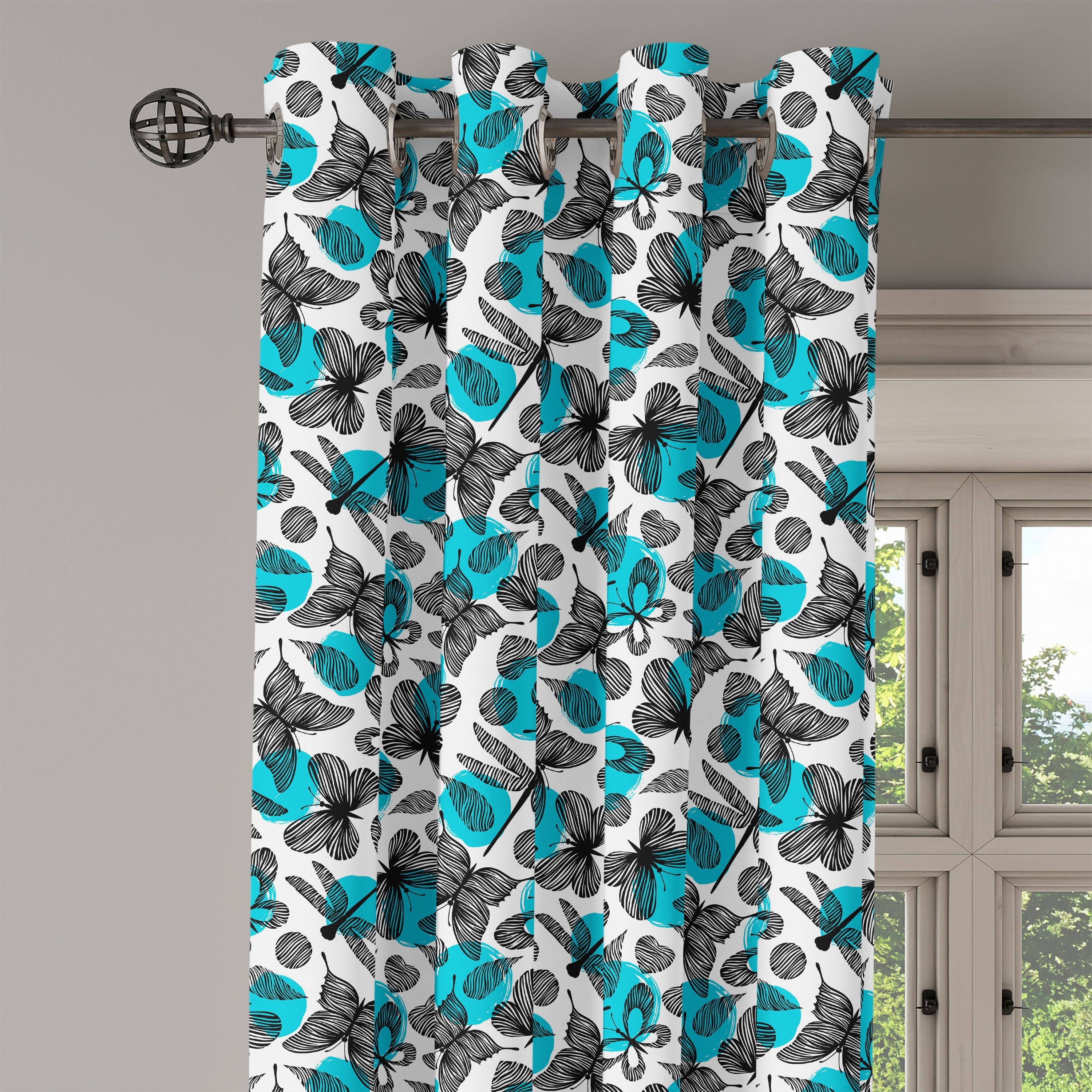 Gardine Dekorative 2-Panel-Fenstervorhänge für Abakuhaus, Wohnzimmer, Schlafzimmer Schmetterlinge Abstrakt Wildlife