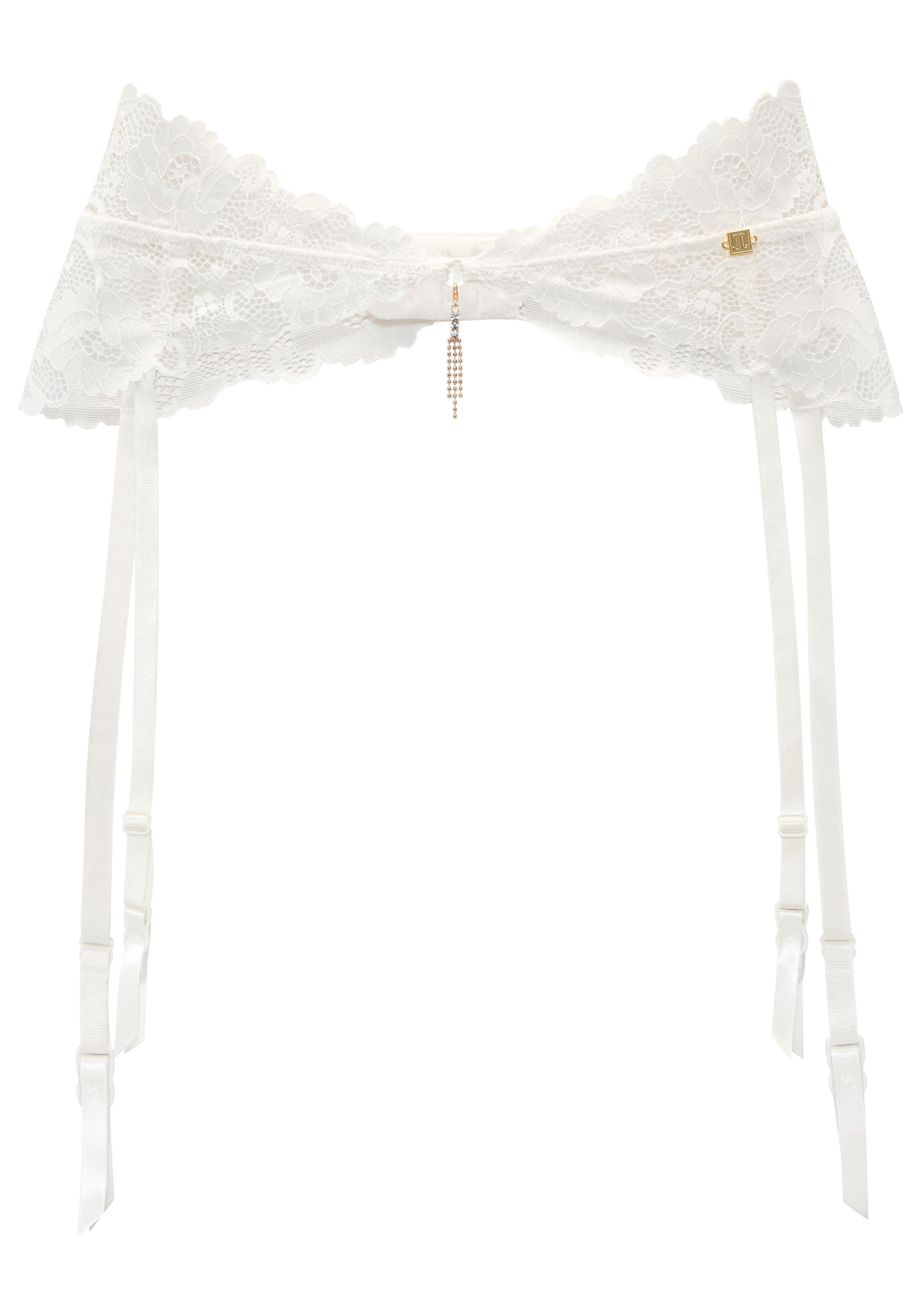 JETTE Strapsgürtel, aus floraler Spitze mit extravagantem Glitzeraccessoire, sexy Dessous. € 22,99
