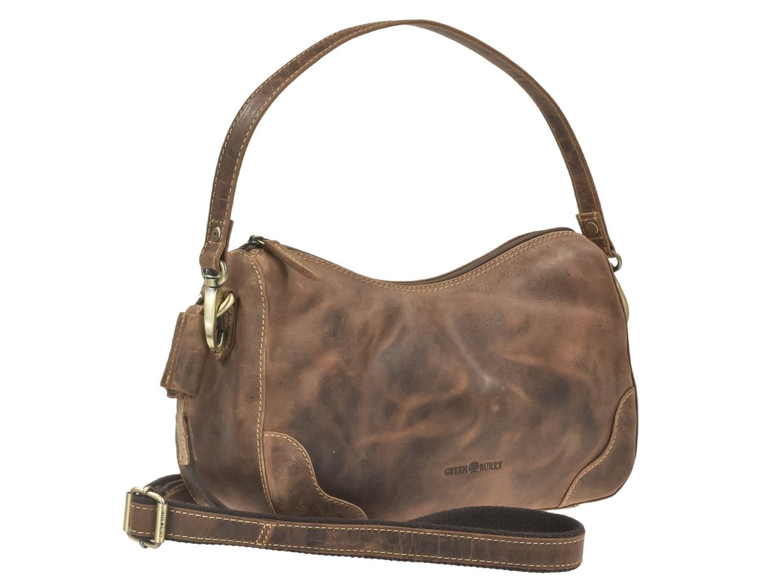 Greenburry Umhängetasche Leder Handtasche Vintage 32x18cm antikbraun Damentasche, Schultertasche, Handtasche, Damen, antikbraun