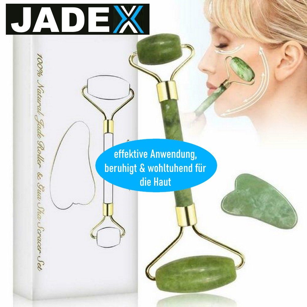 MAVURA Massagegerät JADEX Jade Roller Set Jade Face Roller Massagegerät Gua  Sha, Gesichtsmassage Anti Aging Anti Falten