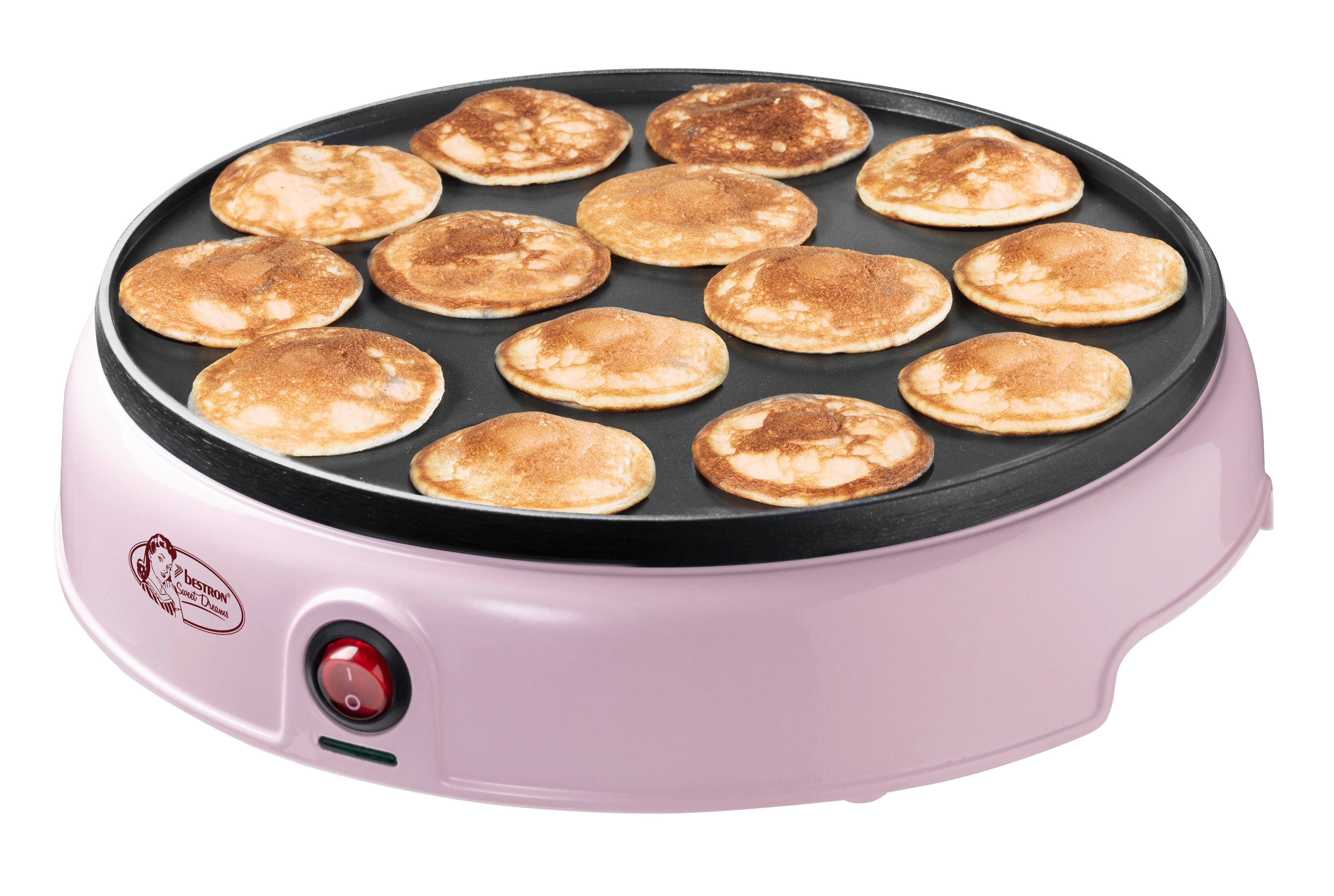 bestron Poffertjes-Maker APFM700, 800 W, 14 Mini-Pfannkuchen mit Antihaftbeschichtung