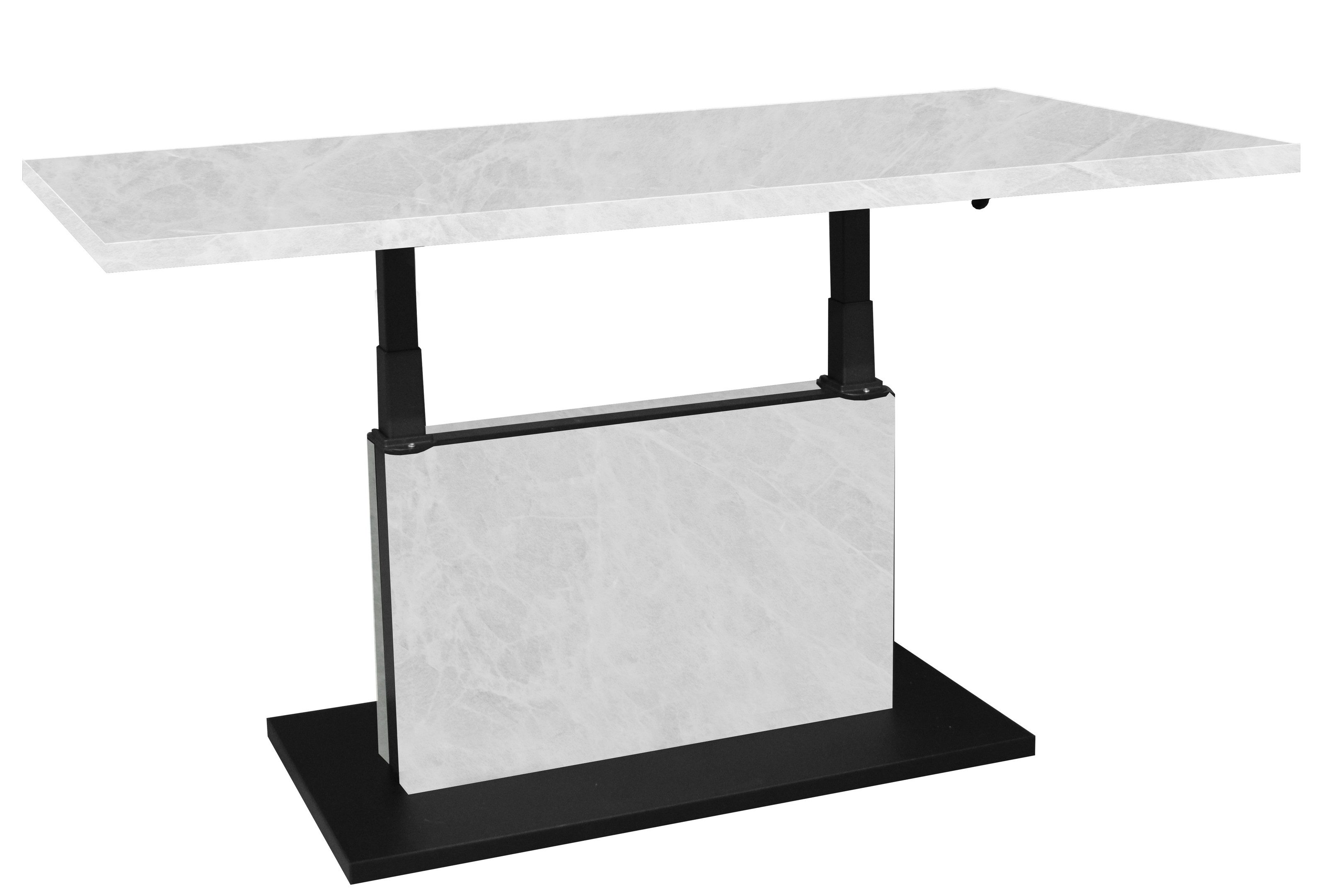freiraum Couchtisch Lift, höhenverstellbar, keramik optik weiß / schwarz - 120x49/68x70 (BxHxT)