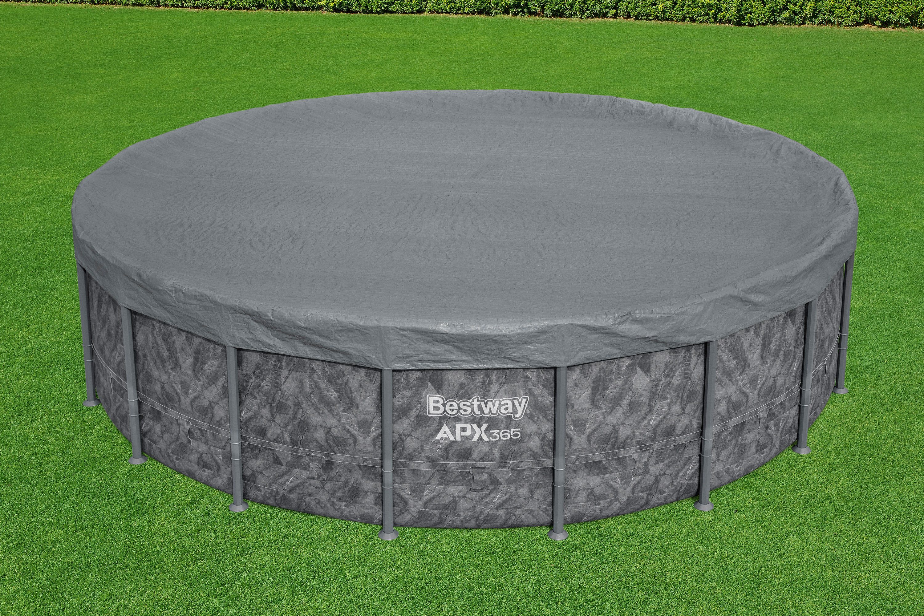 Bestway Pool-Abdeckplane Winterfest Ø 549 cm (Packung, 1-St., grau, rund), Ganzjahresschutz Polar Shield™