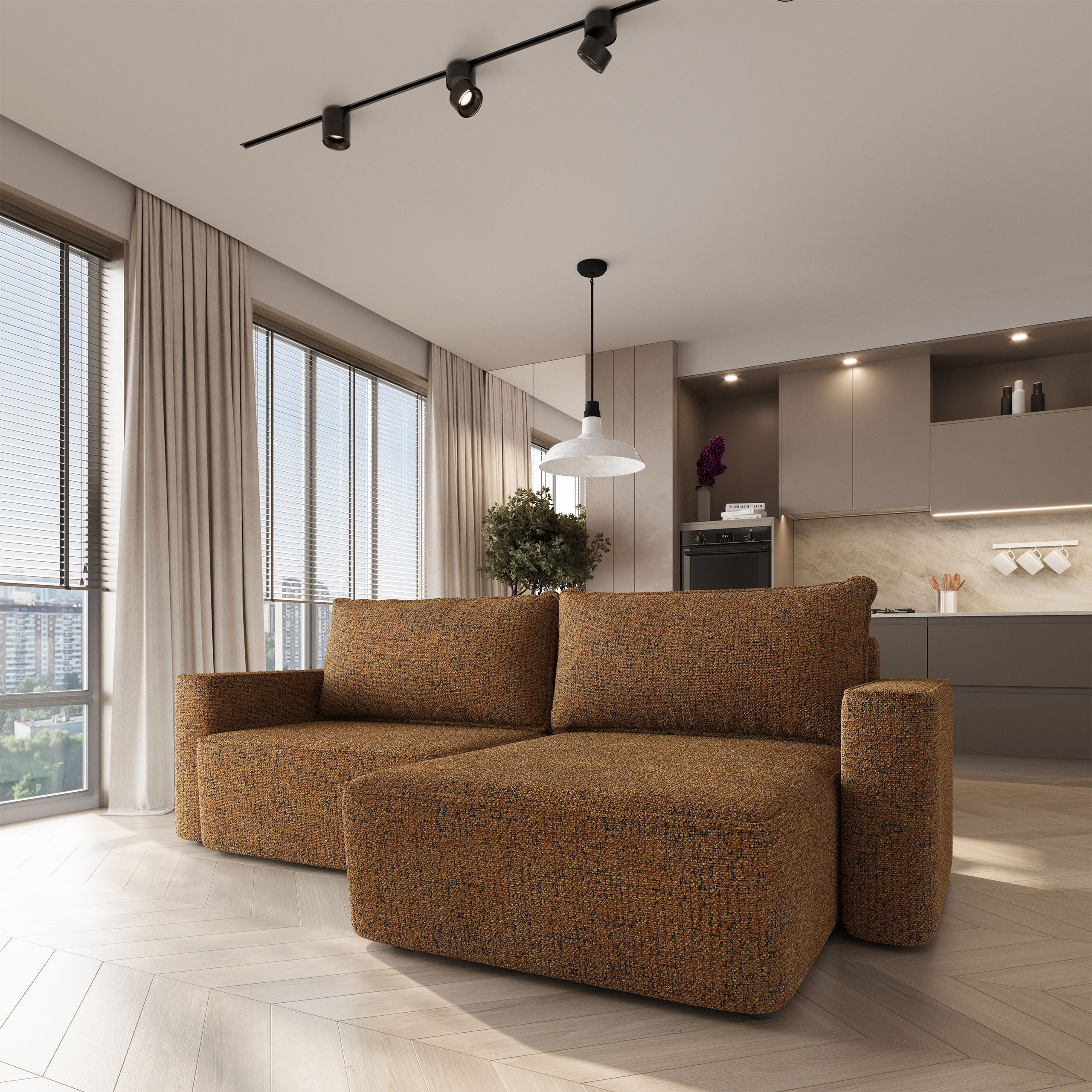 Masseno Ecksofa BELISE mit Schlaffunktion L-Form, Sofa mit Bettkasten