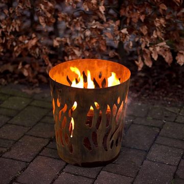 esschert design Feuerkorb Feuerkorb für Schwedenfeuer, Ø 32cm x H 35cm, edelrost, (1)