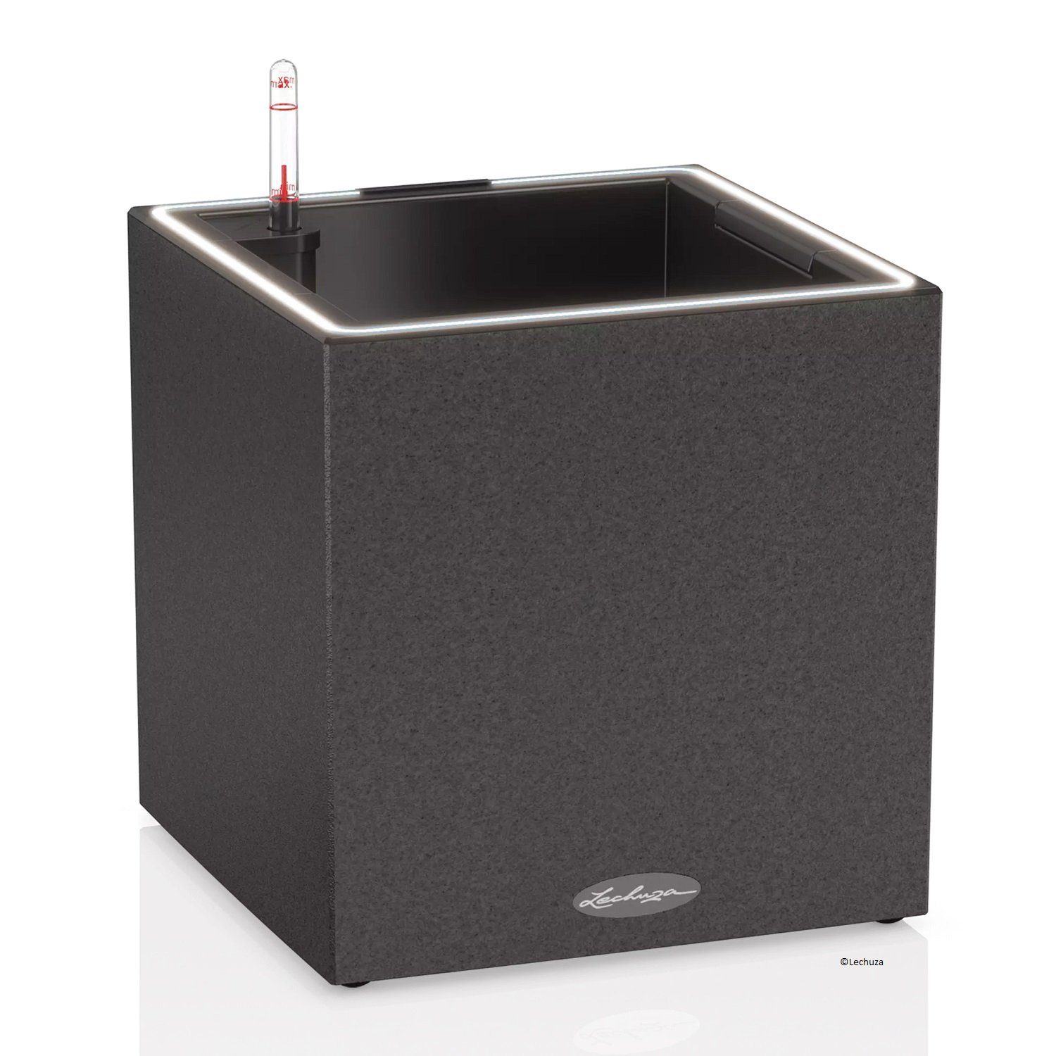 Lechuza® Pflanzkübel Pflanztopf Canto Stone 30 low LED graphitschwarz (Komplettset)