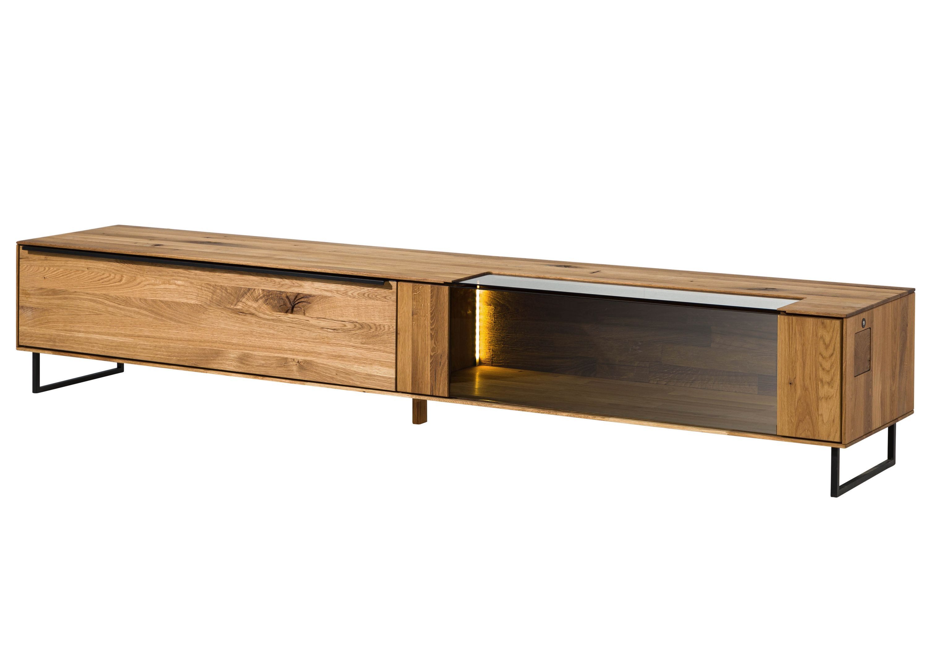 Massivmoebel24 Lowboard (Wildeiche 235x43x42 natur geölt WIEN #213), Wildeiche 235x43x42 natur geölt WIEN #213