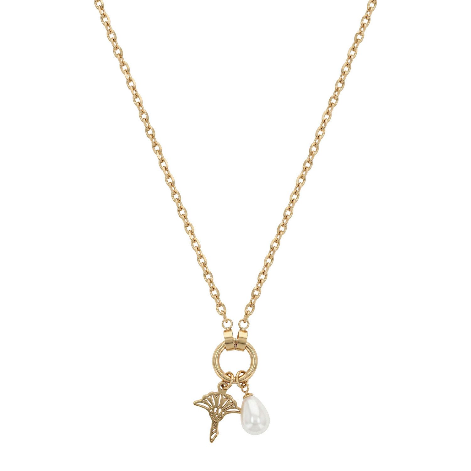 JOOP! Kette mit Anhänger Kornblume, mit Perlmutt