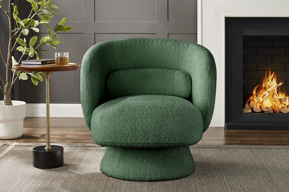 riess-ambiente Drehsessel BOSSA NOVA moosgrün (Einzelartikel, 1-St), Wohnzimmer · Bouclé · 360° drehbar · Scandinavian Design