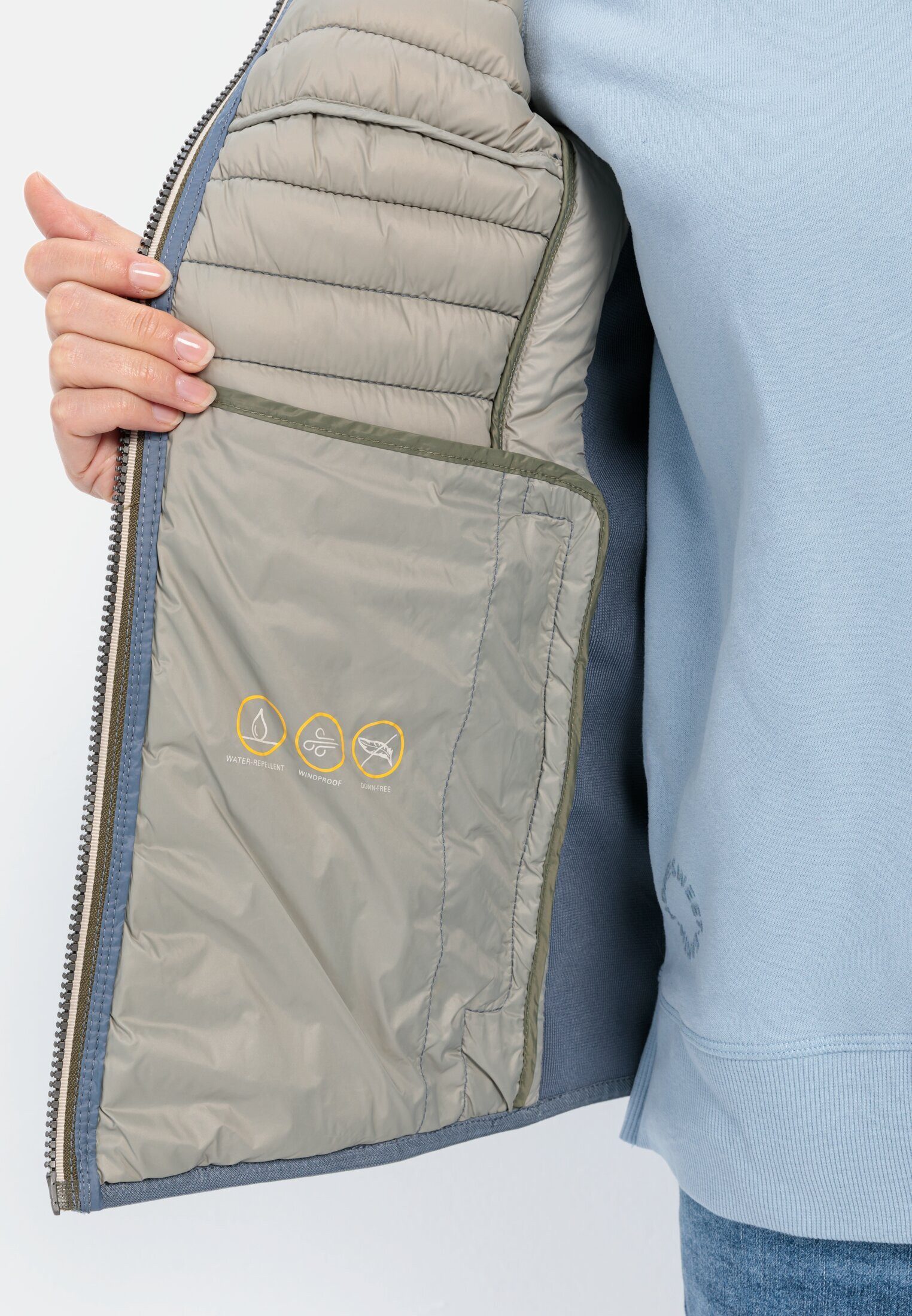 camel active Steppjacke aus recyceltem Polyamid Langarm Kapuze Markenlogo