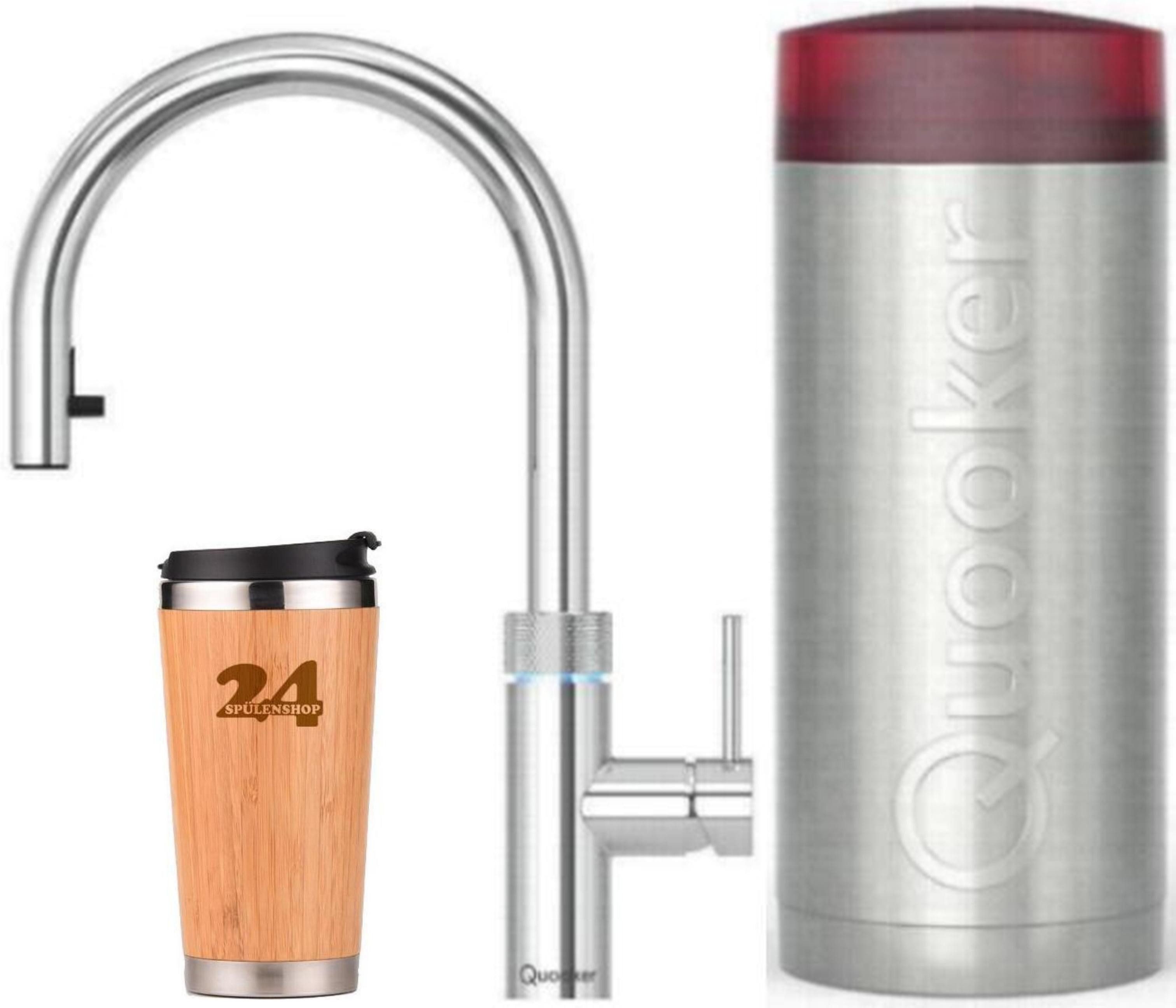 QUOOKER Küchenarmatur QUOOKER FLEX COMBI+ B Zugauslauf Chrom & 100°C Armatur (22+XCHR) (2-St) Spültischmischer mit 100°C Kochendwasserfunktion