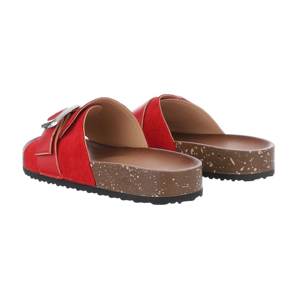 Ital-Design Damen Mules Freizeit Pantolette (85878285) Flach Pantoletten in Rot