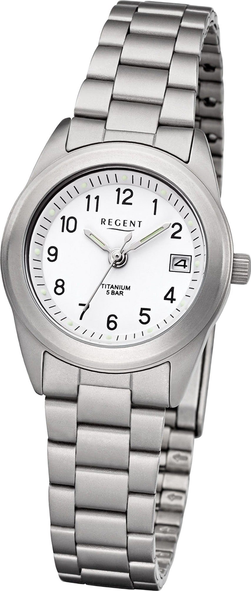 Regent Quarzuhr Regent Metall Damen Analoge, Gehäuse, (ca. Damenuhr Metallarmband Uhr rundes klein 26mm) silber, F-258