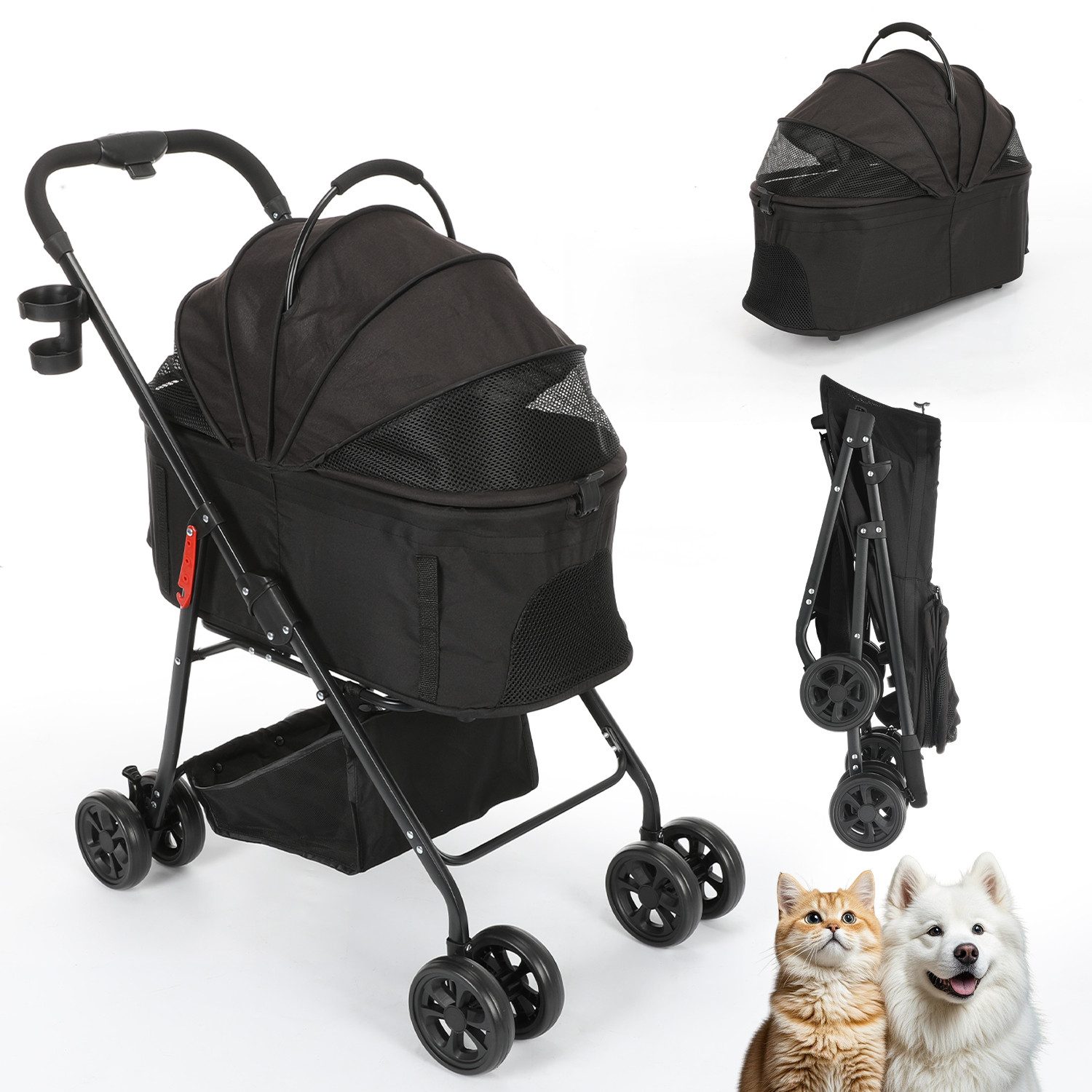 WILGOON Hundebuggy Hundewagen Katzenwagen mit Aufbewahrungskorb, günstig online kaufen