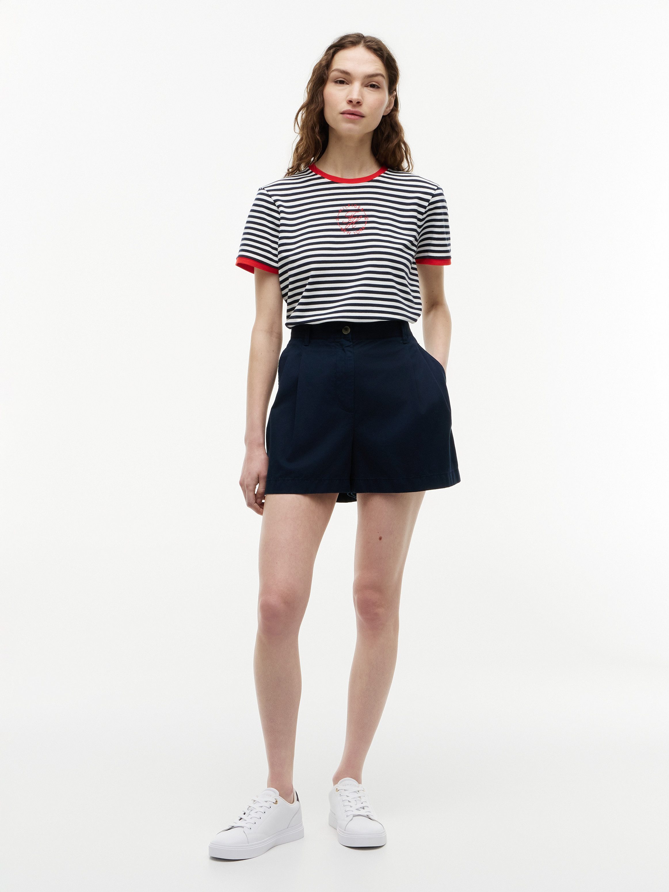 Tommy Hilfiger Kurzarmshirt TH ROUNDAL REG C-NK SS TEE mit kontrastfarbenen Bündchen – Bild 4 von 5