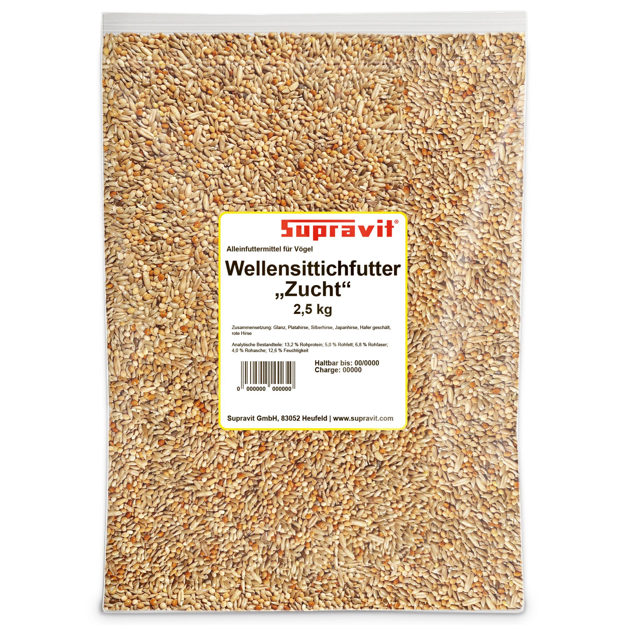 Supravit Wellensittichfutter Zucht - Hochwertige Mischung für als Hauptfutter, Hauptfutter für: Ziervogel