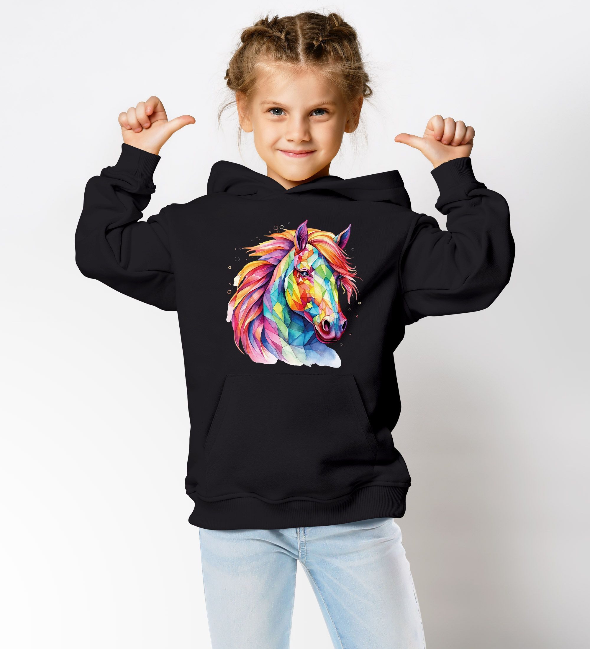 MoonWorks Hoodie Kinder Hoodie Mädchen Pferdekopf Pferd Geschenk für Reiterinnen