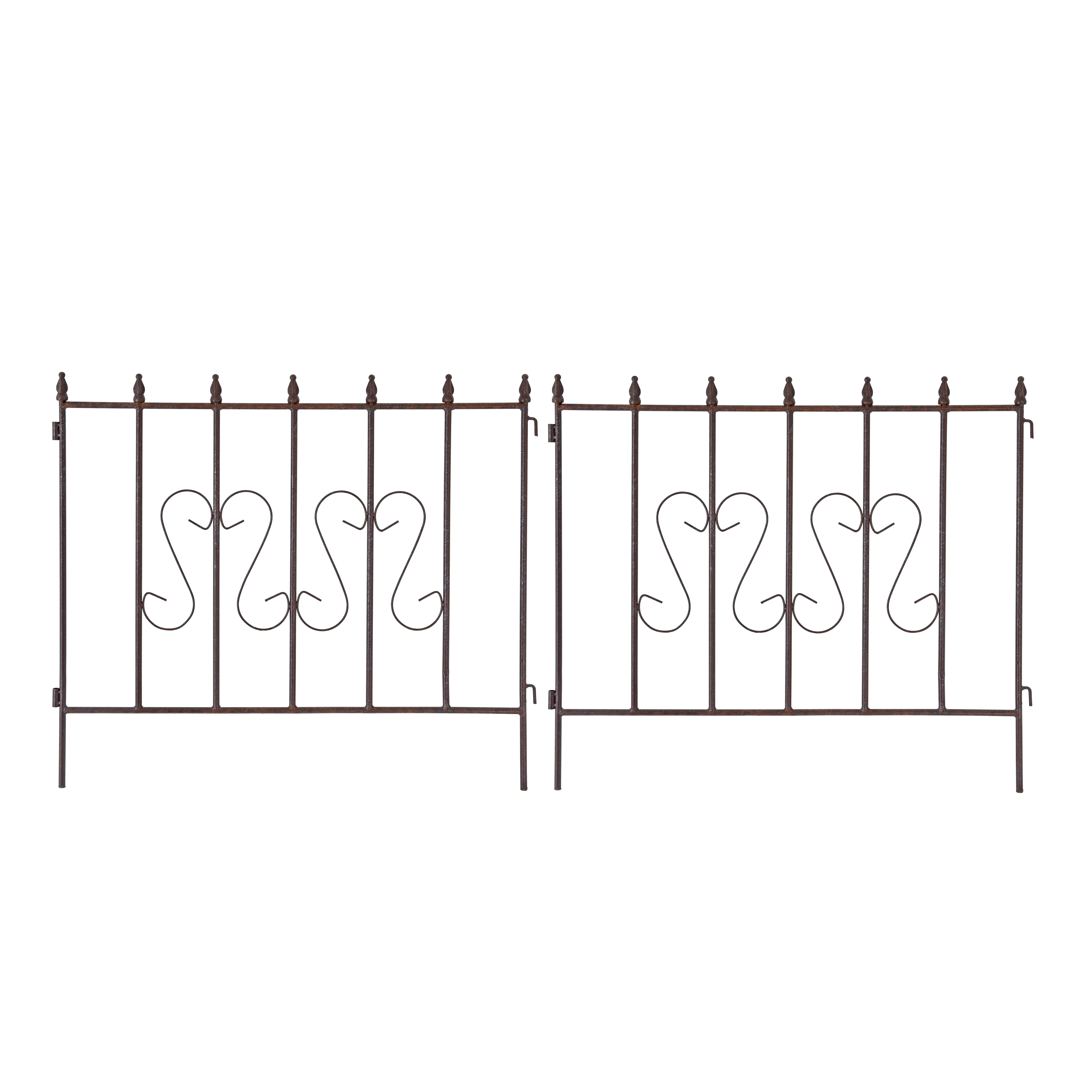 ESTEXO Gartenzaun Schmuckzaun Metallzaun 72x67 cm Zaunelemente 2er Set erweiterbar Ros