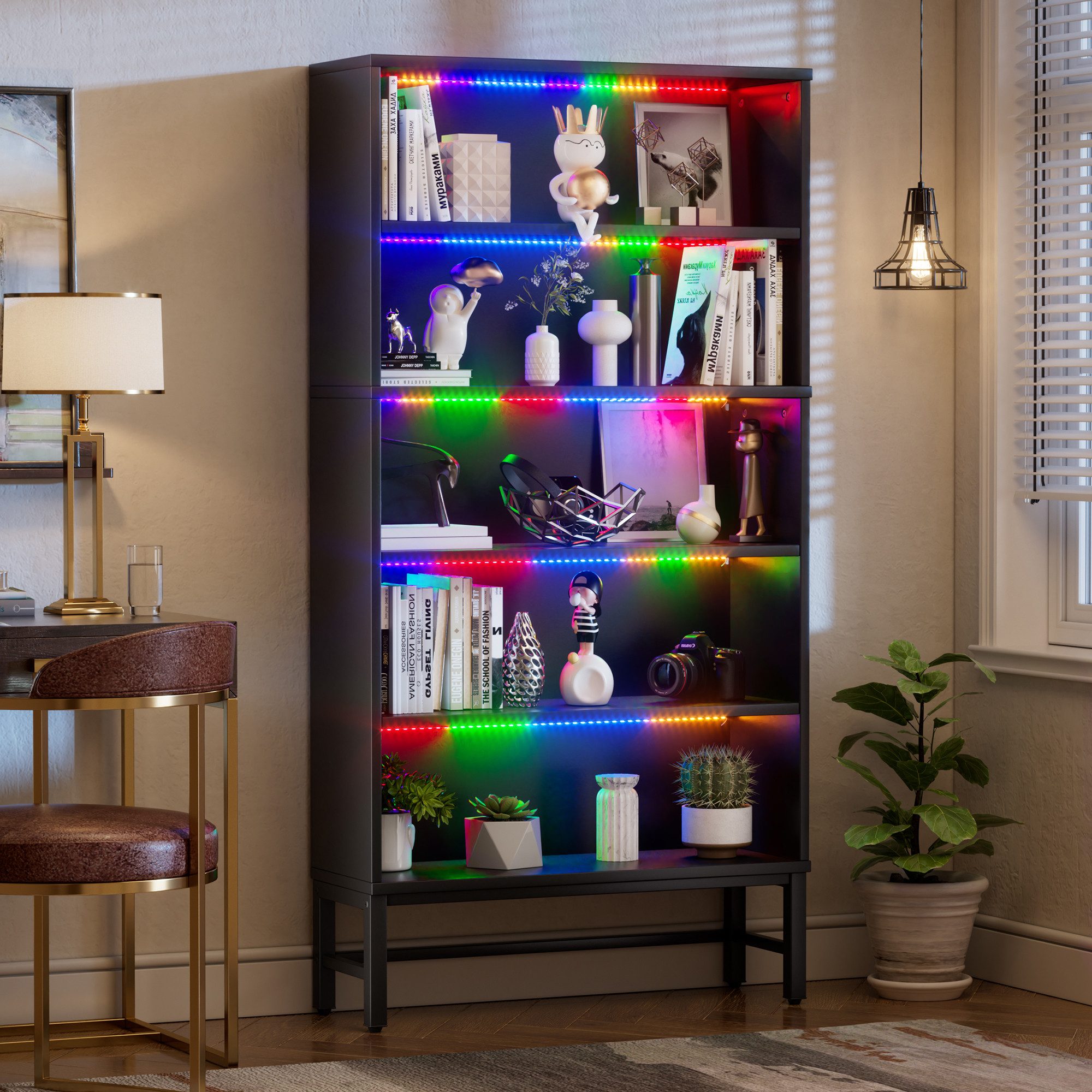 TWSOUL Vitrine Standvitrine LED Bücherschrank Hochschrank, Anrichte,Sammler günstig online kaufen
