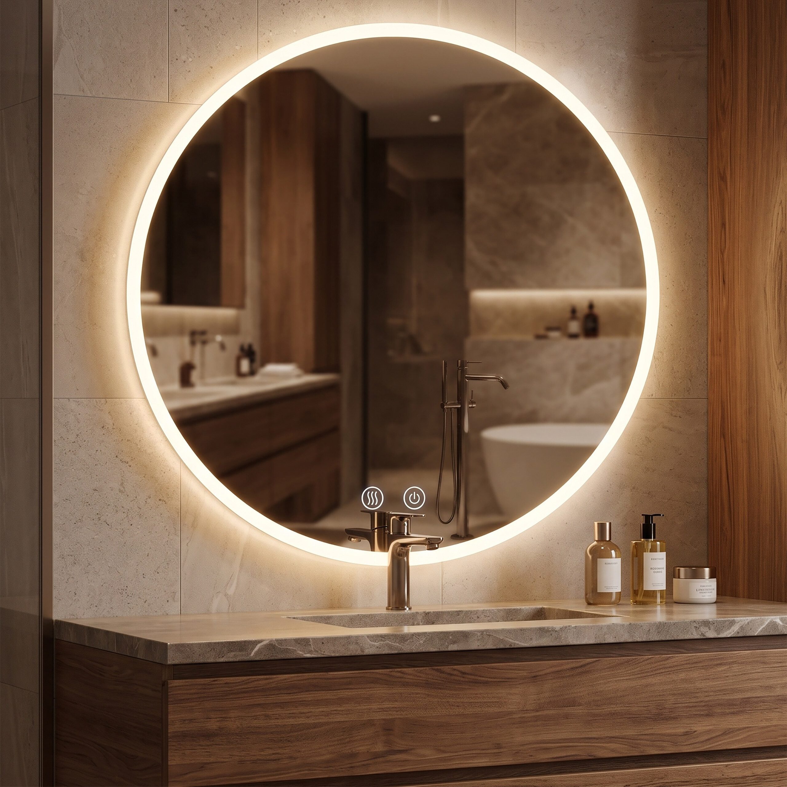 relaxdays LED-Lichtspiegel LED-Badspiegel dimmbar & beschlagfrei (1-St), 80 cm – Bild 2 von 5