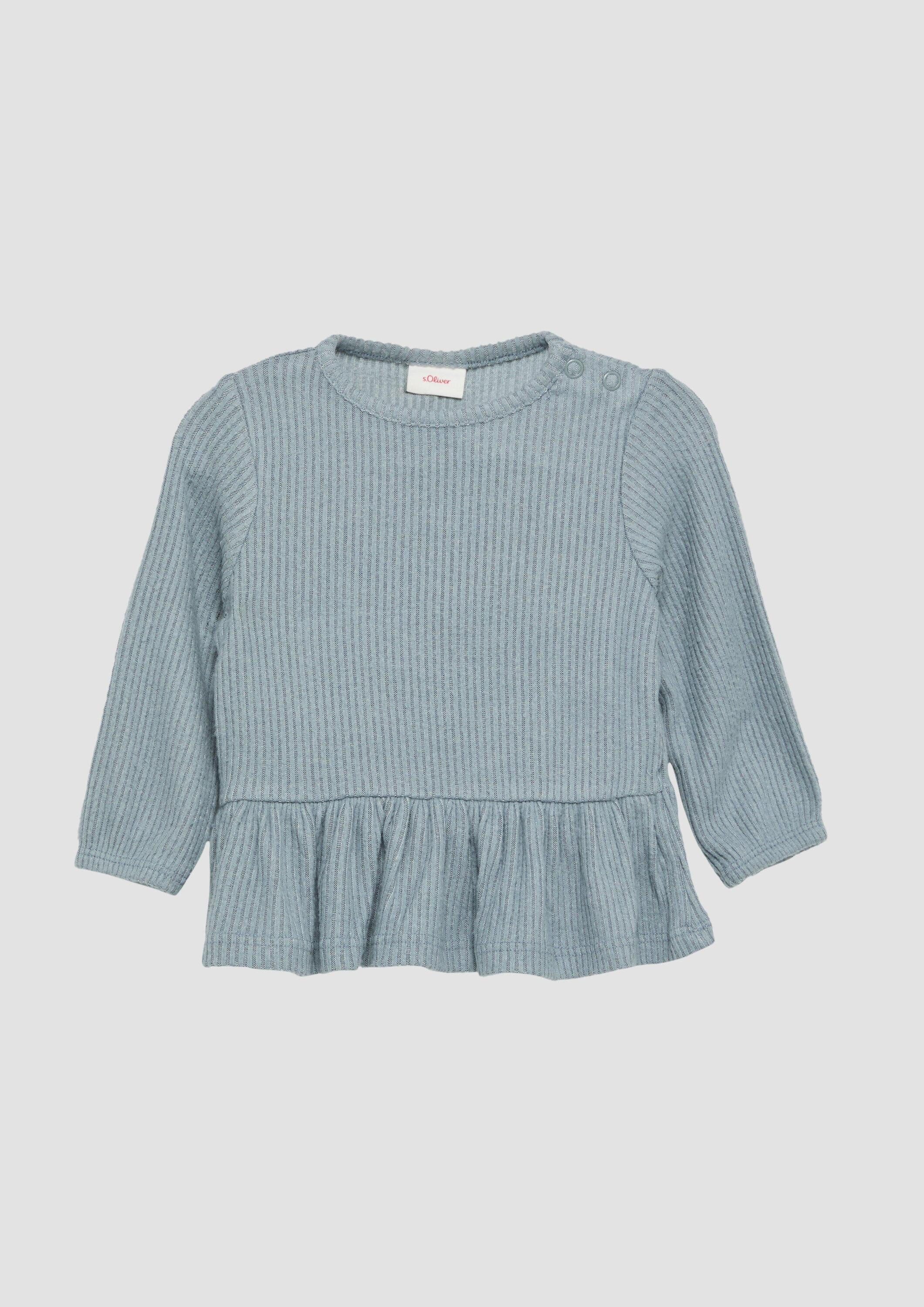 s.Oliver Langarmshirt T-Shirt Angerautes Langarmshirt mit Rippstruktur