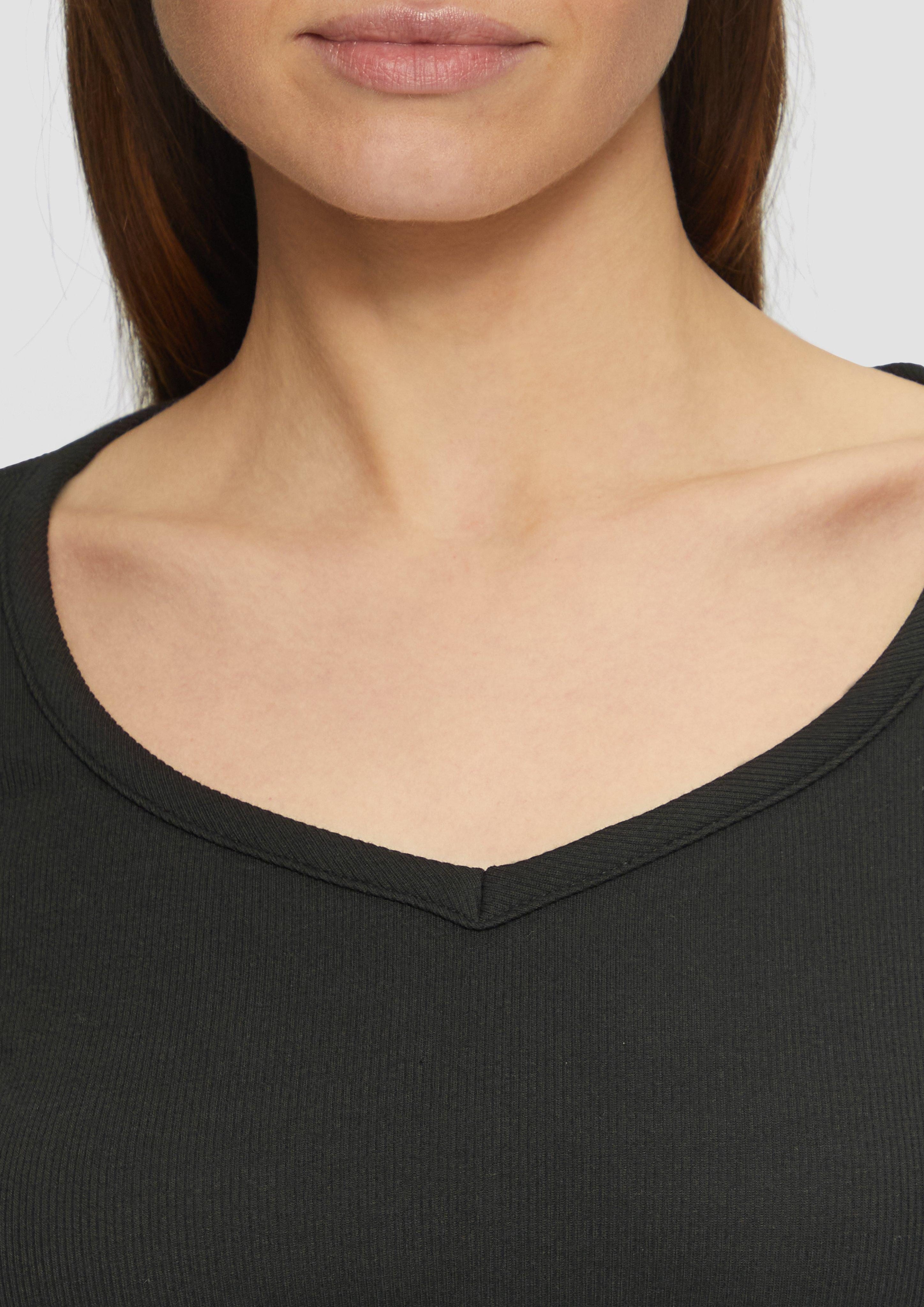 s.Oliver Langarmshirt Feines Jersey-Longsleeve mit Rippstruktur günstig online kaufen
