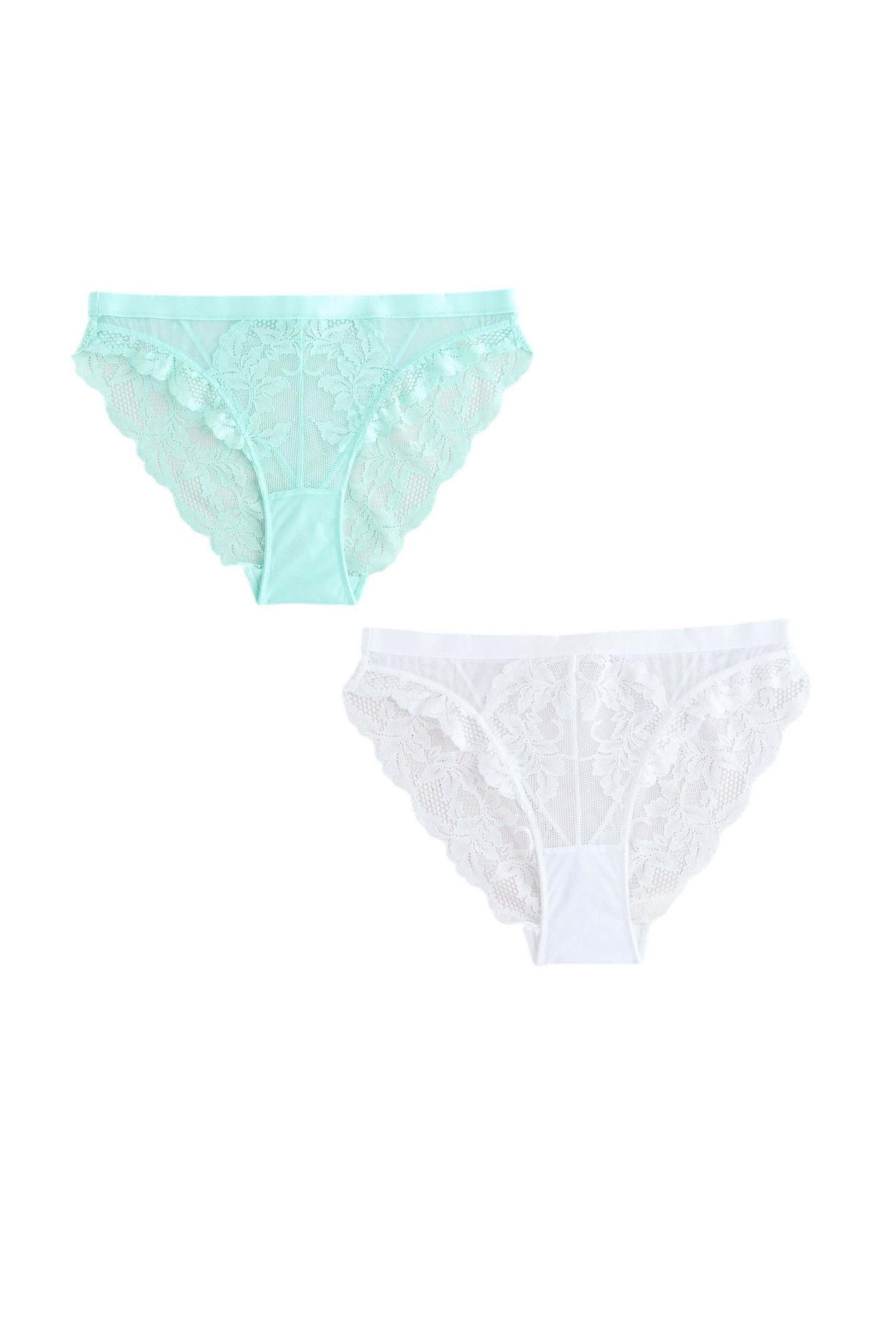 Slip Spitzenslips im 2er-Pack, hoher Beinschnitt