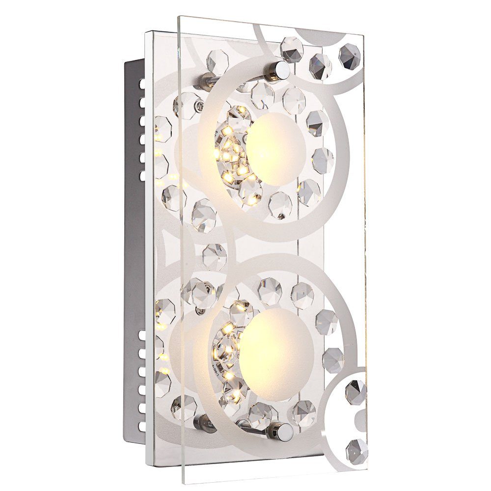 GLOBO LIGHTING LED Wandleuchte, LED-Leuchtmittel fest verbaut, Warmweiß, Wandleuchte Kristall LED Wandlampen modern Wandleuchte Glas satiniert
