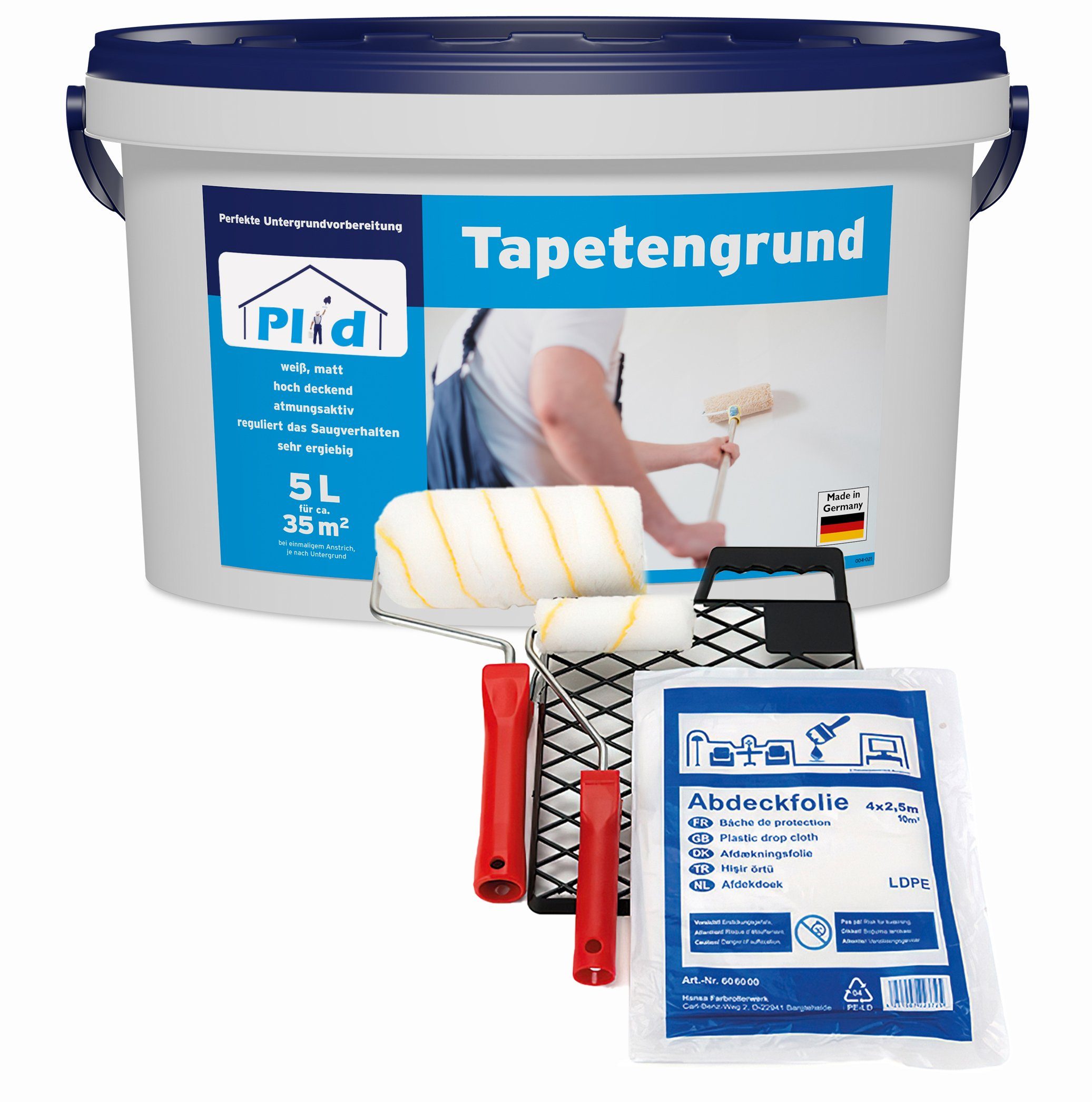 plid Grundierfarbe Premium Tapetengrund Tapetengrundierung Grundierung Set, Schnelltrocknend