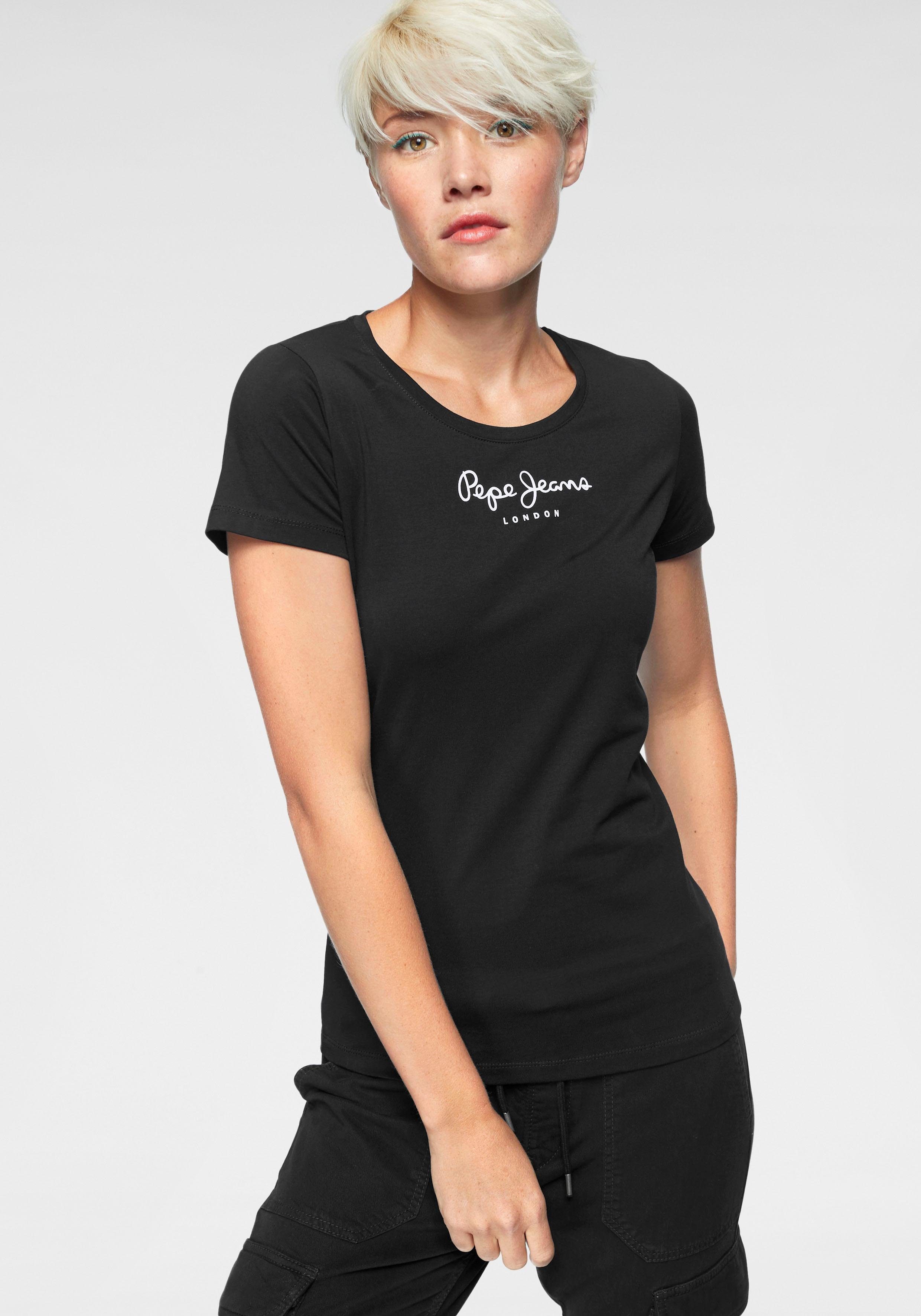 NEW T-Shirt VIRGINIA 999 Logo-Print Pepe Jeans mit black