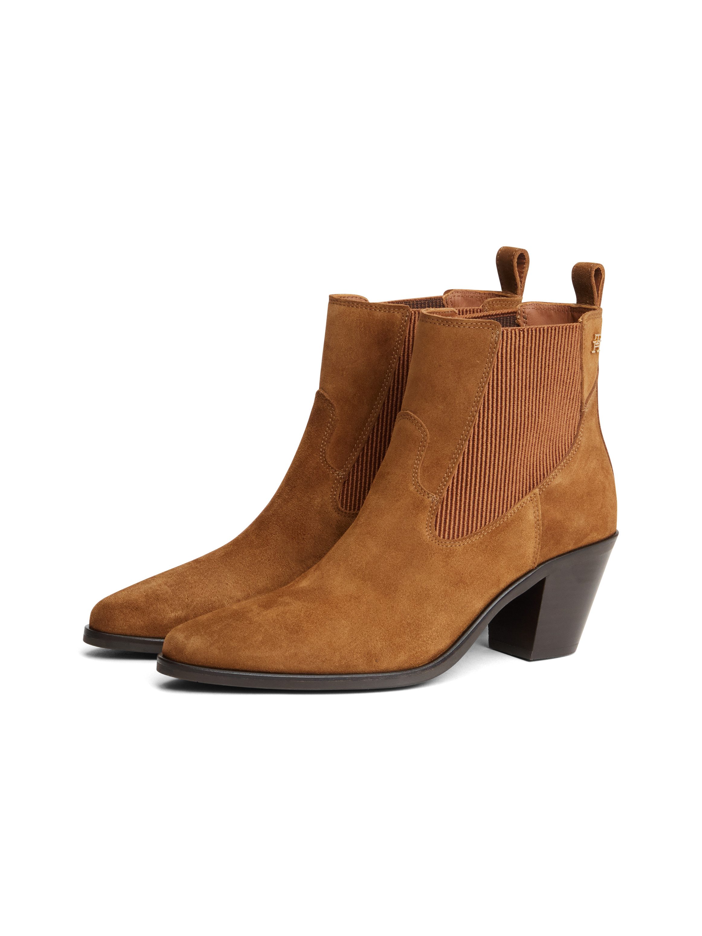 Tommy Hilfiger SUEDE WESTERN CHELSEA BOOT Chelseaboots Trichterabsatz, Westerstiefelette mit breitem Stretcheinsatz