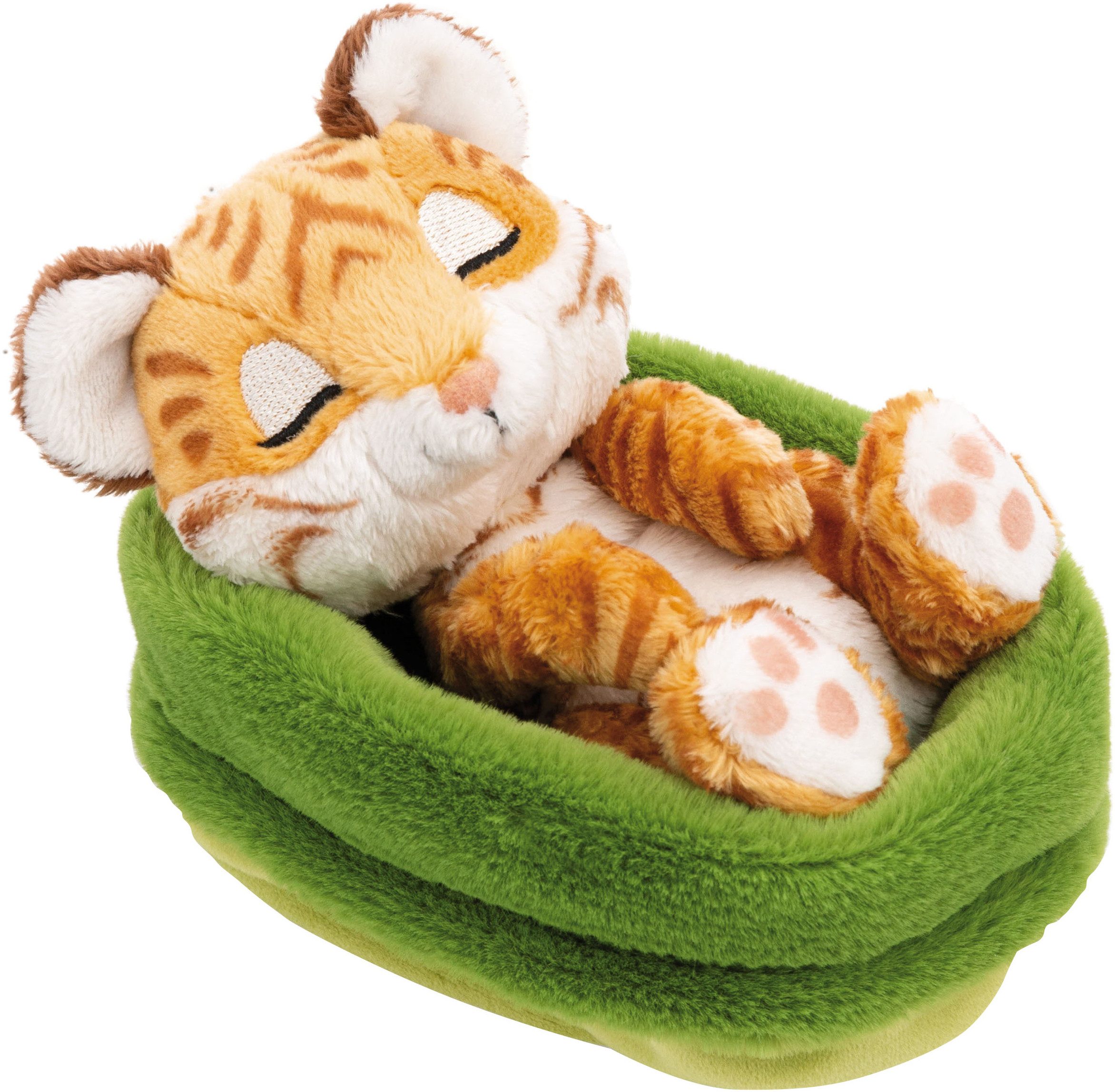 Nici Kuscheltier Sleeping Pets, Tiger, 12 cm, im Körbchen
