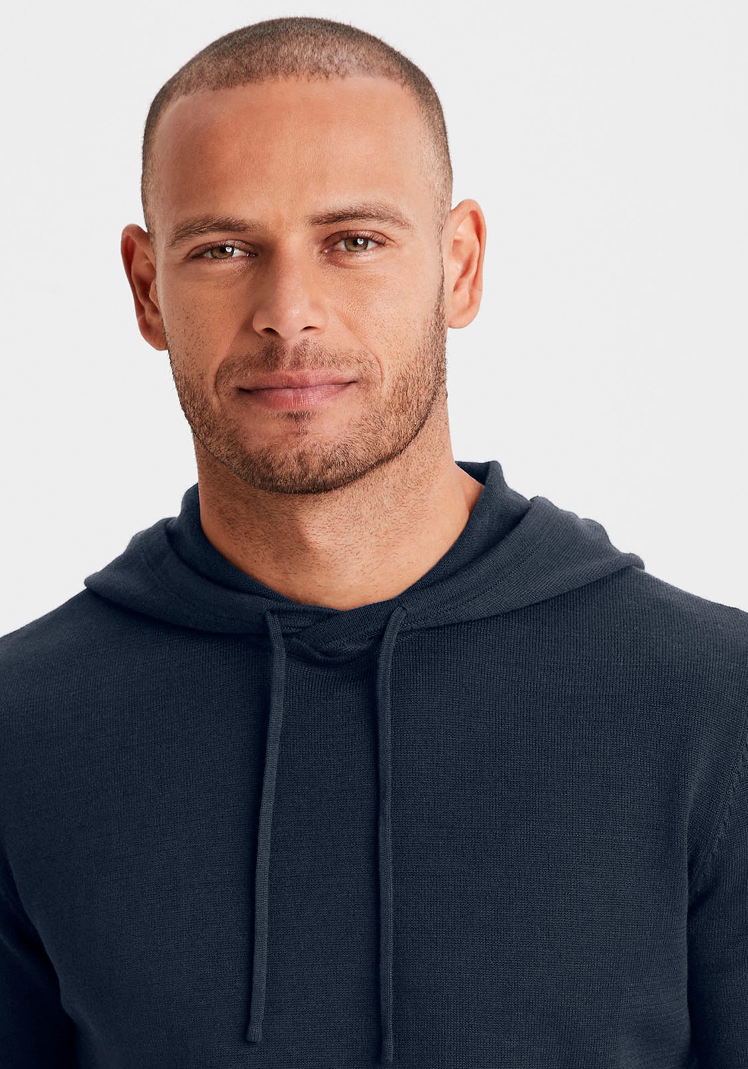 H.I.S Hoodie, Strickpullover mit Kapuze Feinstrick aus pflegeleichter Baumwollmischung