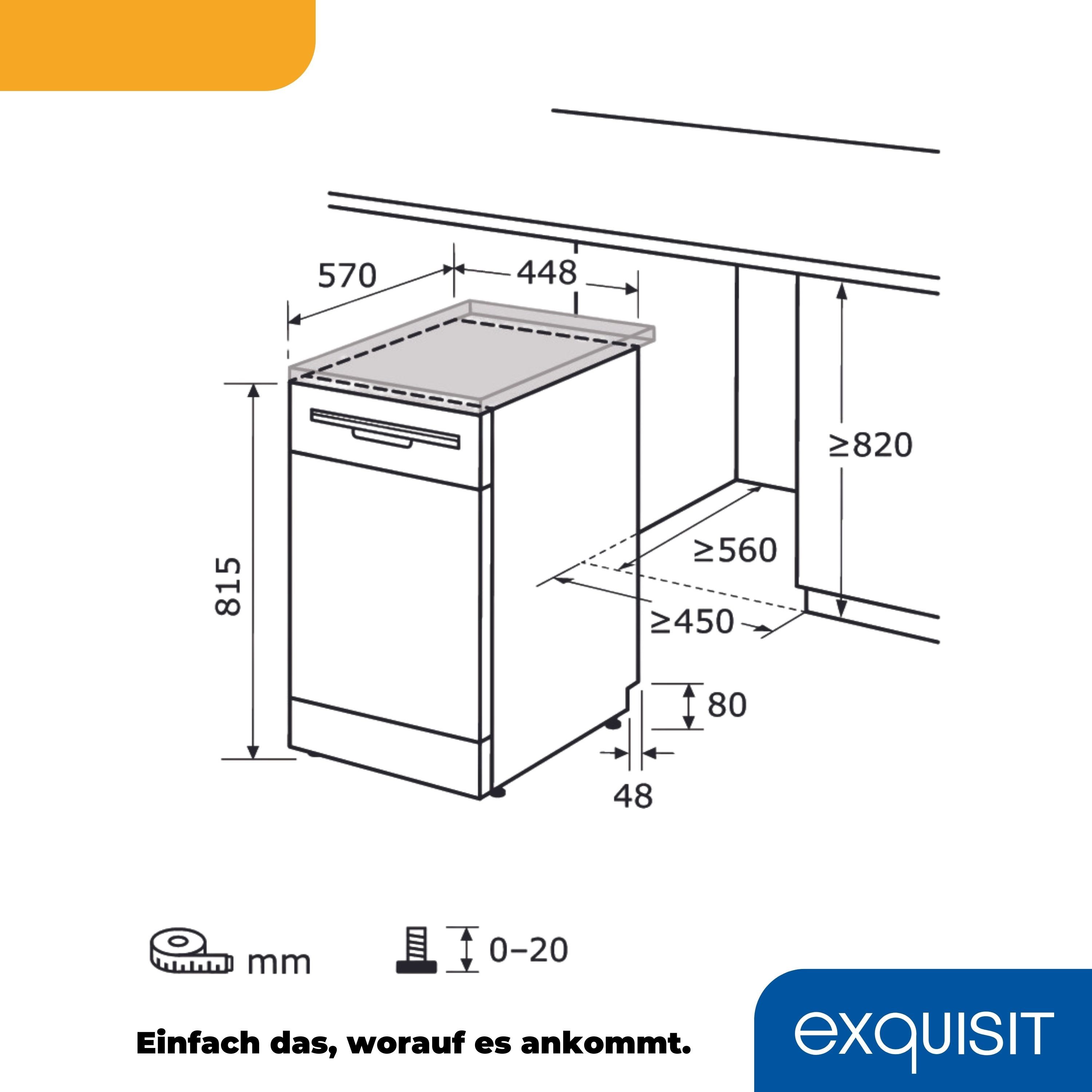 exquisit Standgeschirrspüler PLUS GSP9309-030E, 9 Maßgedecke, 45 cm, Unterbaufähig, einfache Bedienung, LED Display – Bild 5 von 5