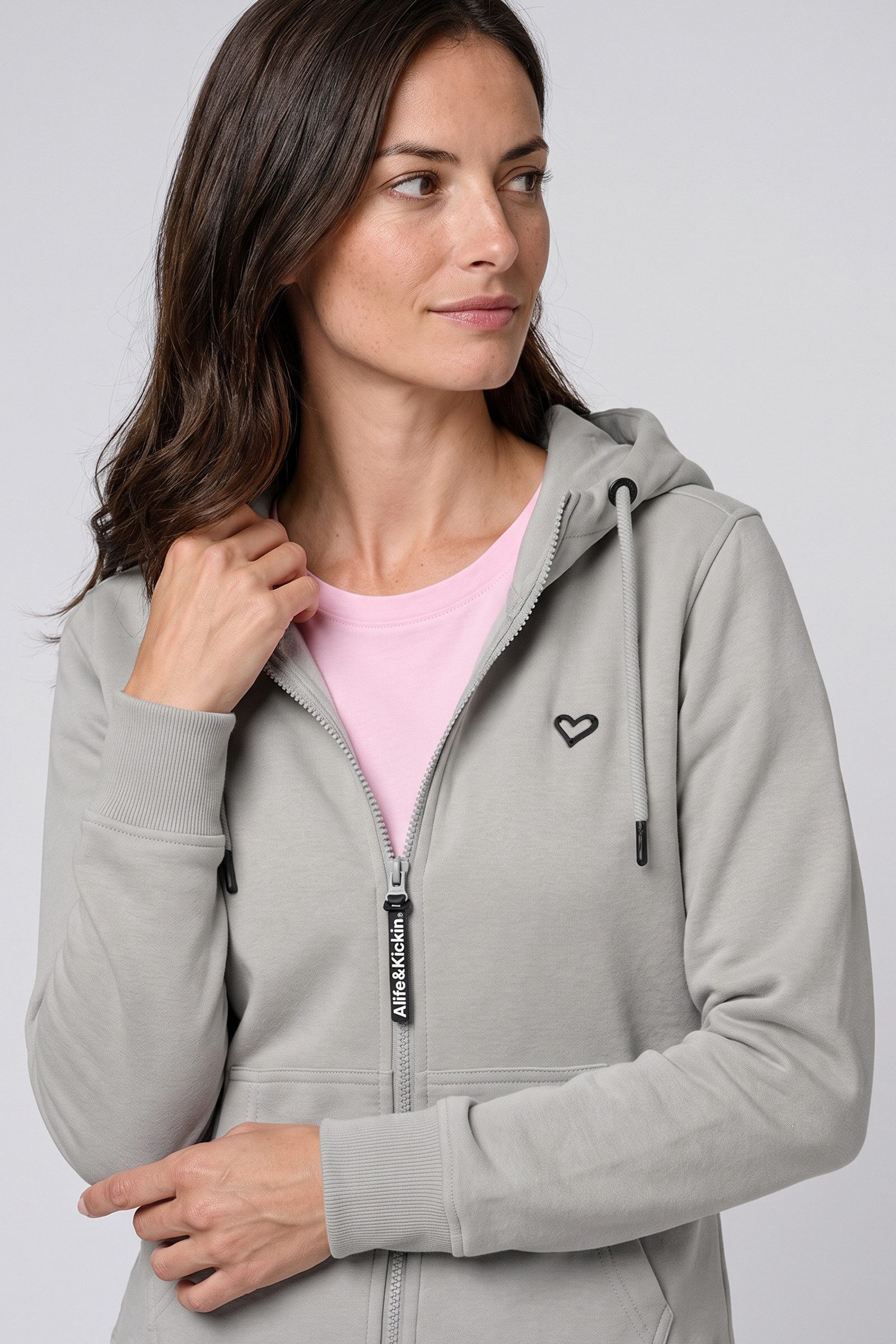 Alife & Kickin Kapuzensweatjacke Damen BarbaraAK A Kapuzensweatjacke, Sweatjacke kurze Sweatjacke als Zip-Hoodie mit Kordelzug und Eingrifftaschen – Bild 4 von 5