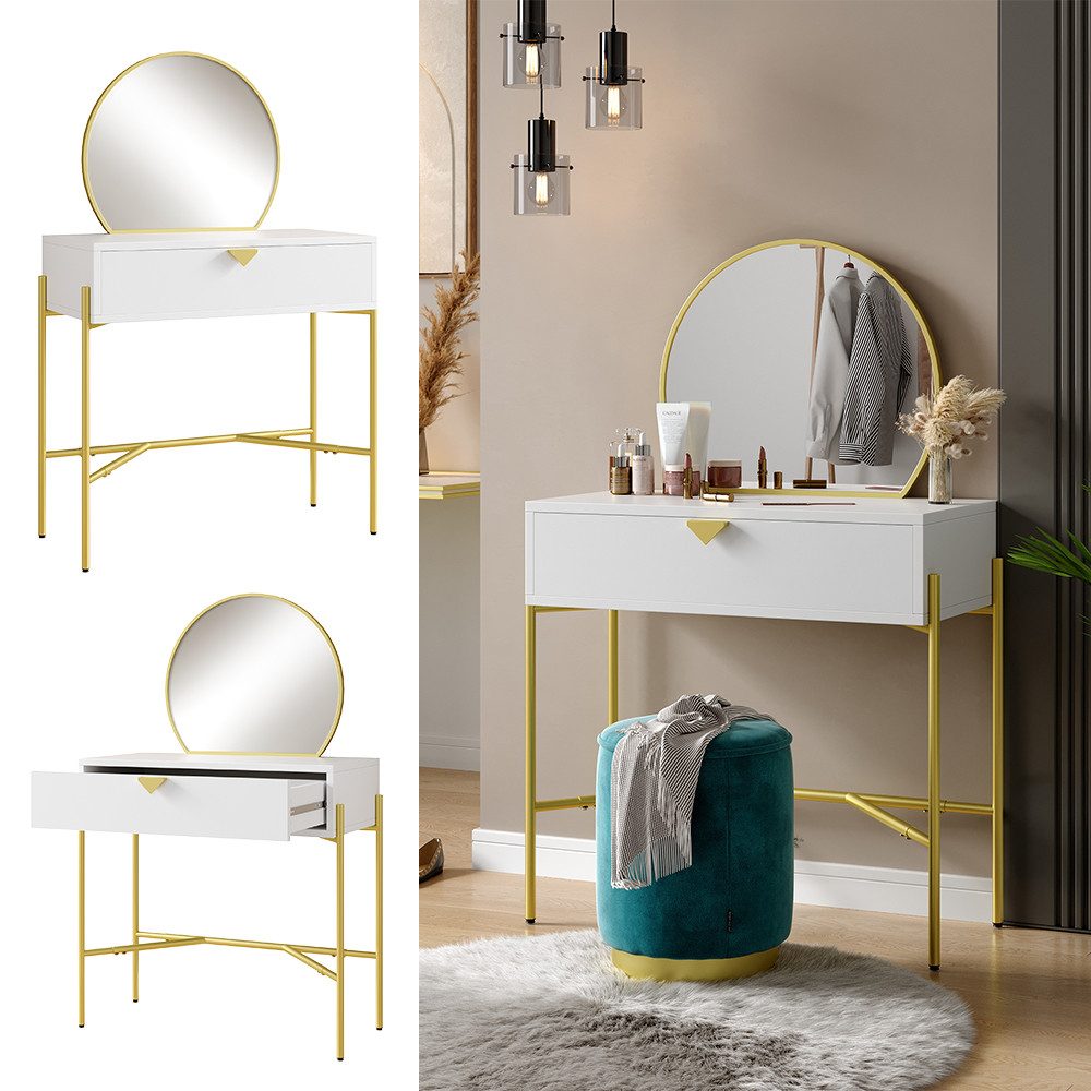 Vicco Schminktisch Melissa, Weiß/Gold, 84.4 cm günstig online kaufen