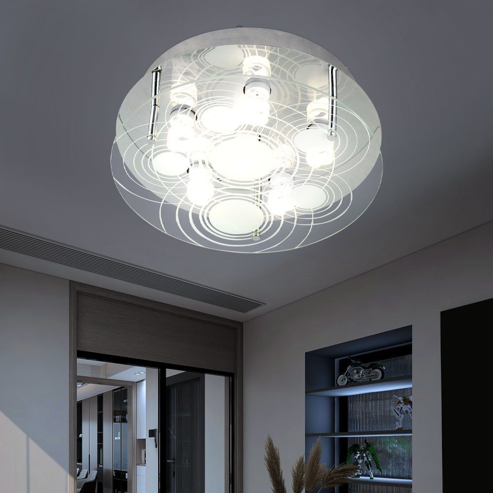 etc-shop LED Deckenleuchte, Leuchtmittel Beleuchtung inklusive, Leuchte silber Zimmer Design Decken Warmweiß, Wohn LED Ess