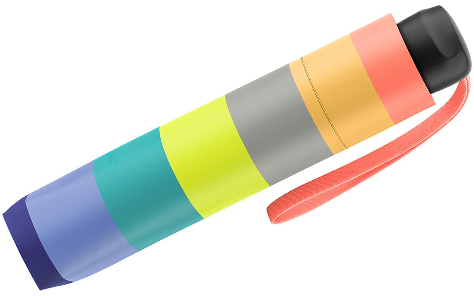 United Colors of Benetton Taschenregenschirm Super Mini - Multistripe fresh salmon, die Trendfarben in bunter Mischung