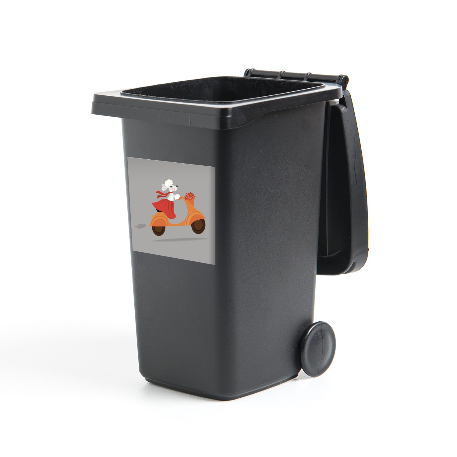 (1 MuchoWow auf Abfalbehälter einer Container, Wandsticker St), Hundes Illustration eines Vespa Mülleimer-aufkleber, Mülltonne, Sticker,