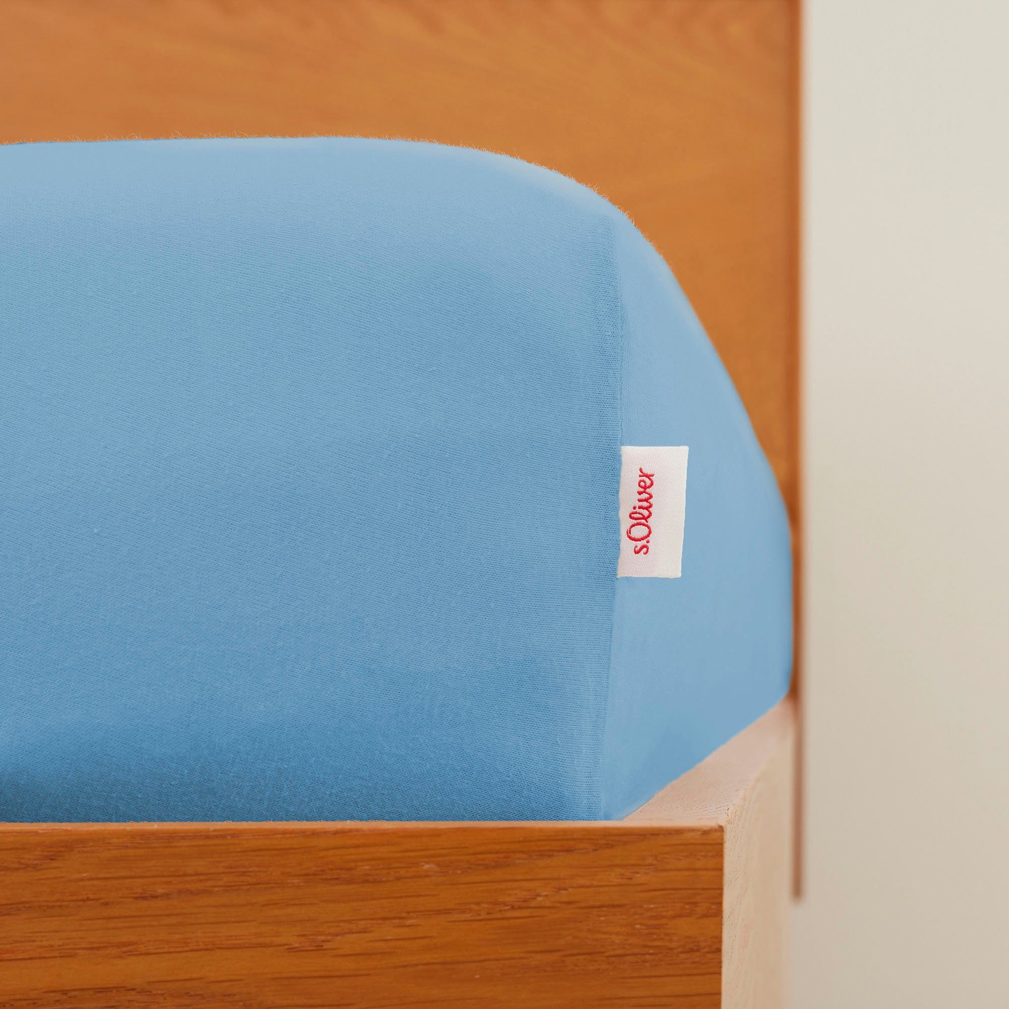 s.Oliver Spannbettlaken TABEA, 100% Baumwolle, 145 g/m², Jersey, Gummizug: rundum, (1 Stück), Bettlaken für Matratzen bis 25 cm Höhe, perfekter Sitz, bügelfrei