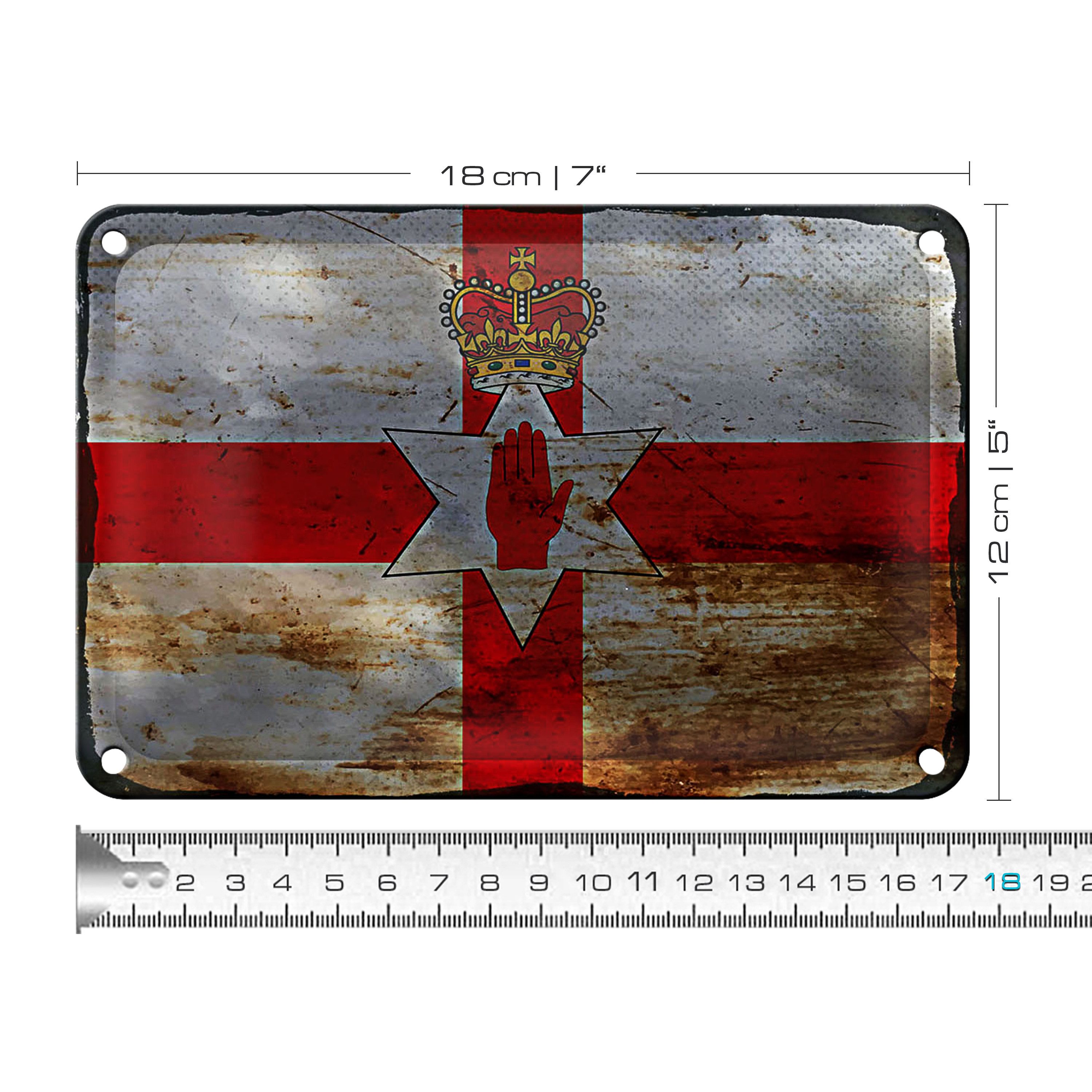 Roomando Metallschild Flagge Nordirland 18x12cm Flag Rost