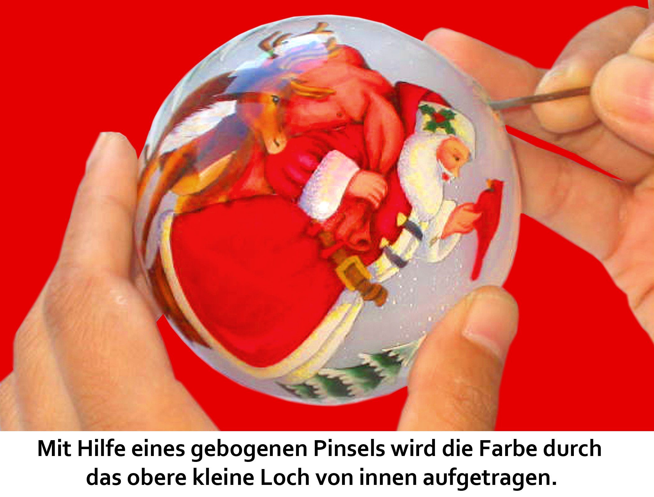 SIKORA Christbaumschmuck K10-18 Weihnachtsstern Blüte Weihnachtskugel Innenglasmalerei D: 10 cm